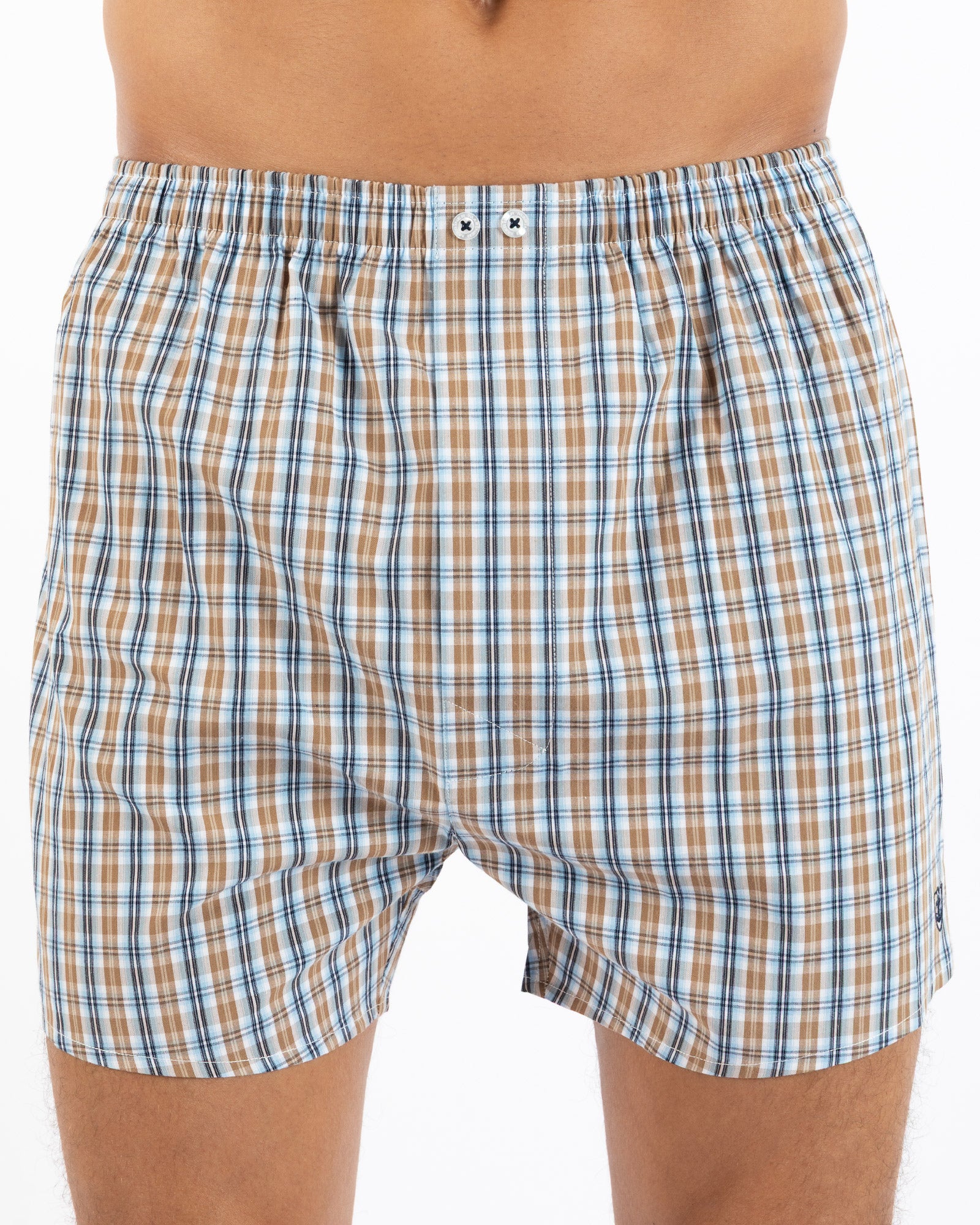 Set van 2 bedrukte en gestreepte popeline boxershorts van zuiver gekamd katoen I323.2