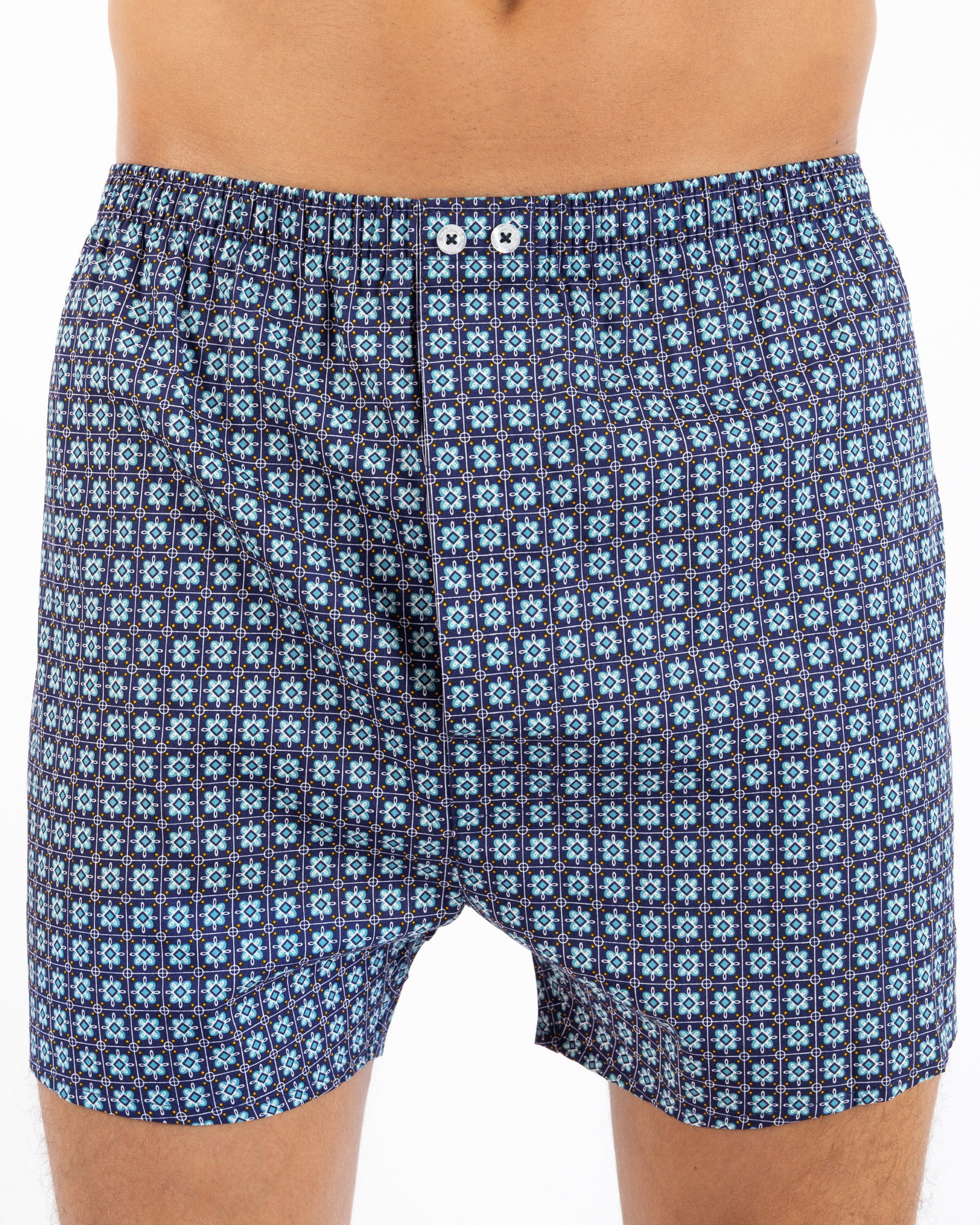 Set van 2 bedrukte en gestreepte popeline boxershorts van zuiver gekamd katoen I323.2