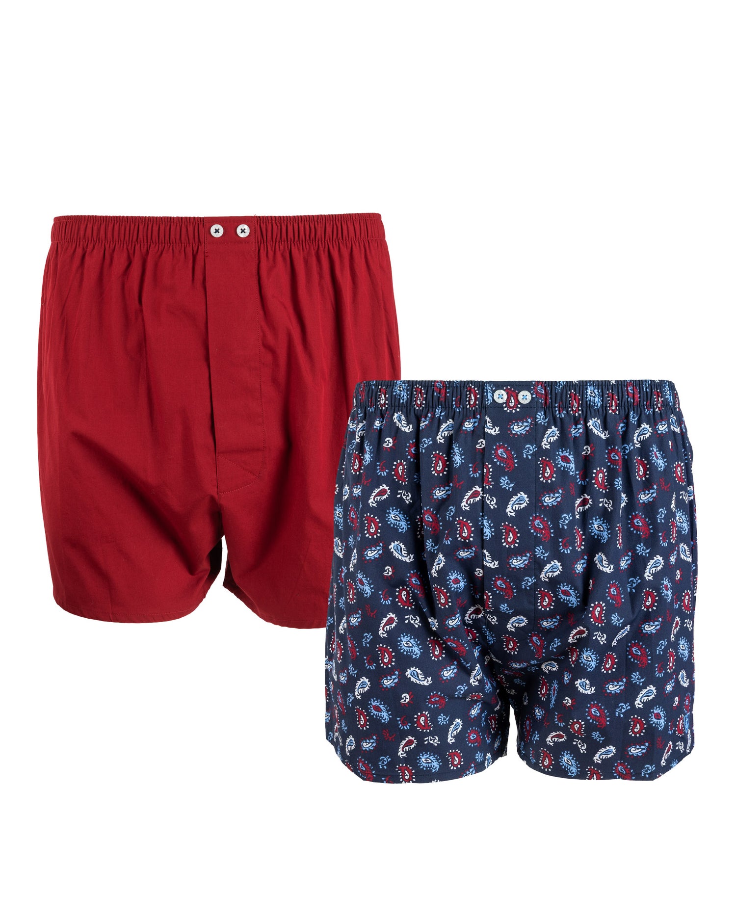 Set van 2 bedrukte en gestreepte popeline boxershorts van zuiver gekamd katoen I323.2