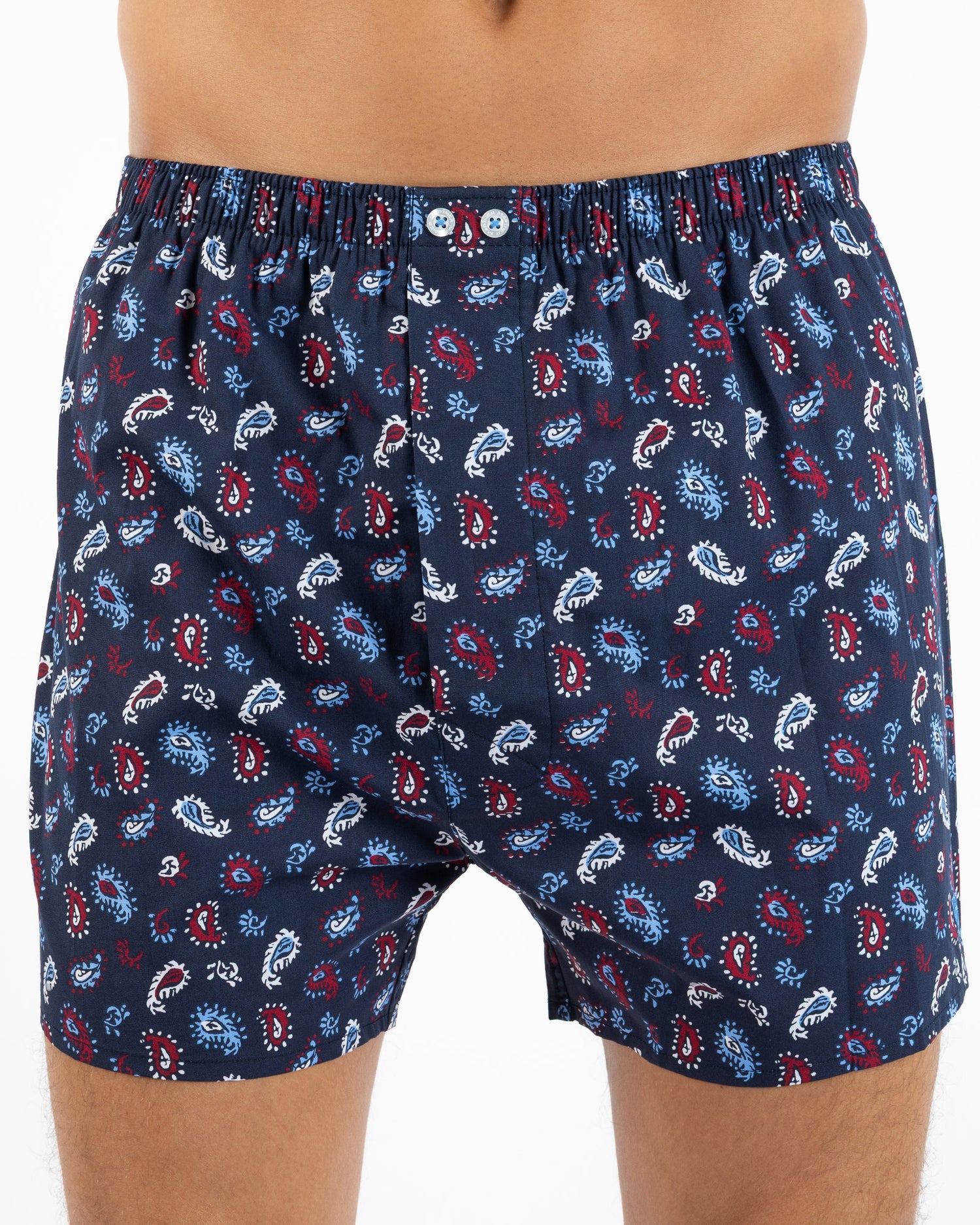 Set van 2 bedrukte en gestreepte popeline boxershorts van zuiver gekamd katoen I323.2