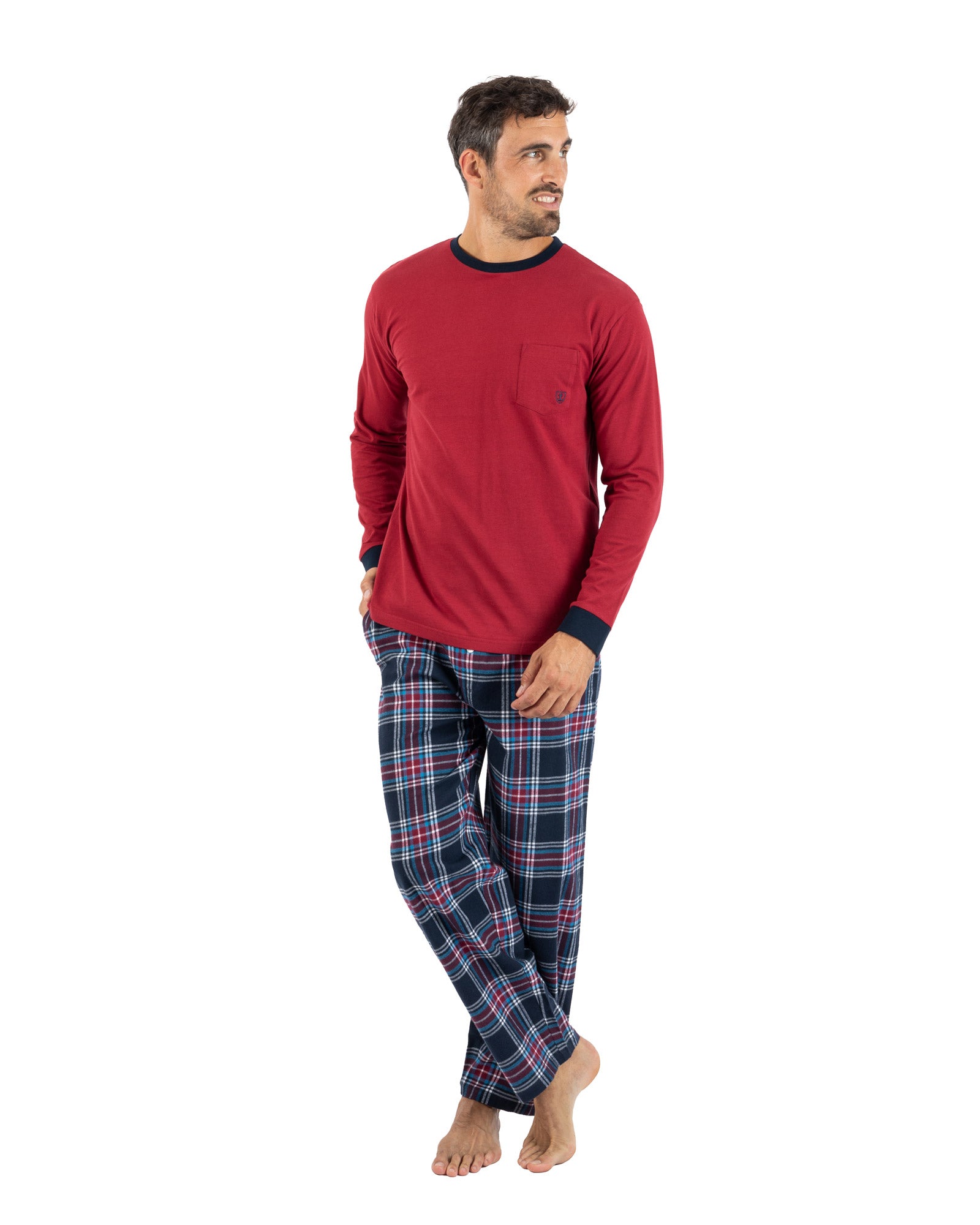 Flannelruit Binnenpak en Jersey MARINE katoen 