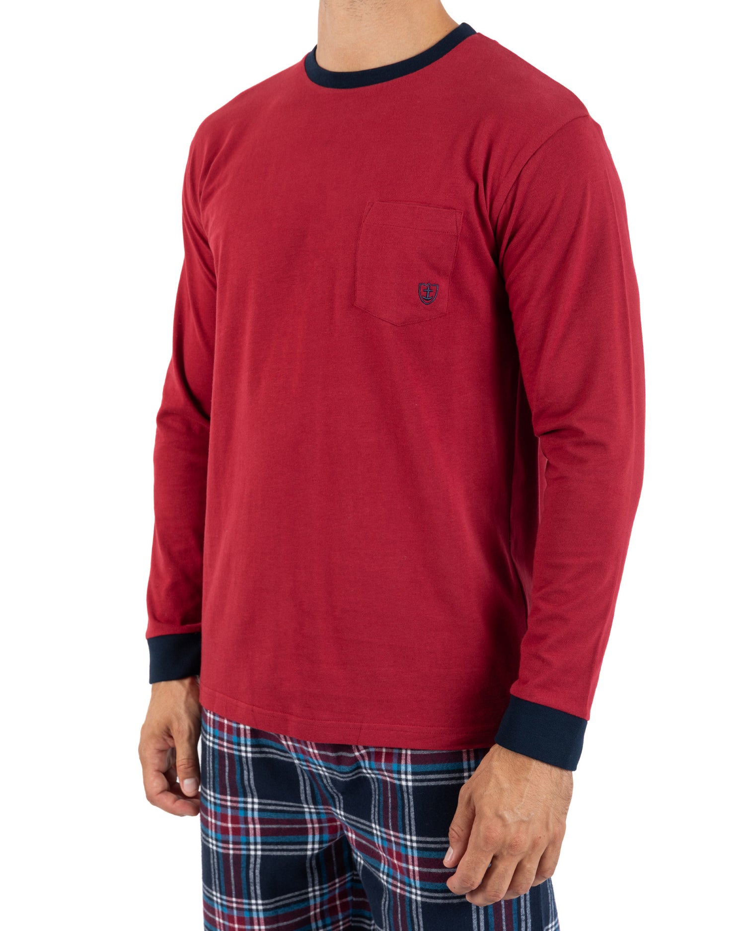 Flannelruit Binnenpak en Jersey MARINE katoen 