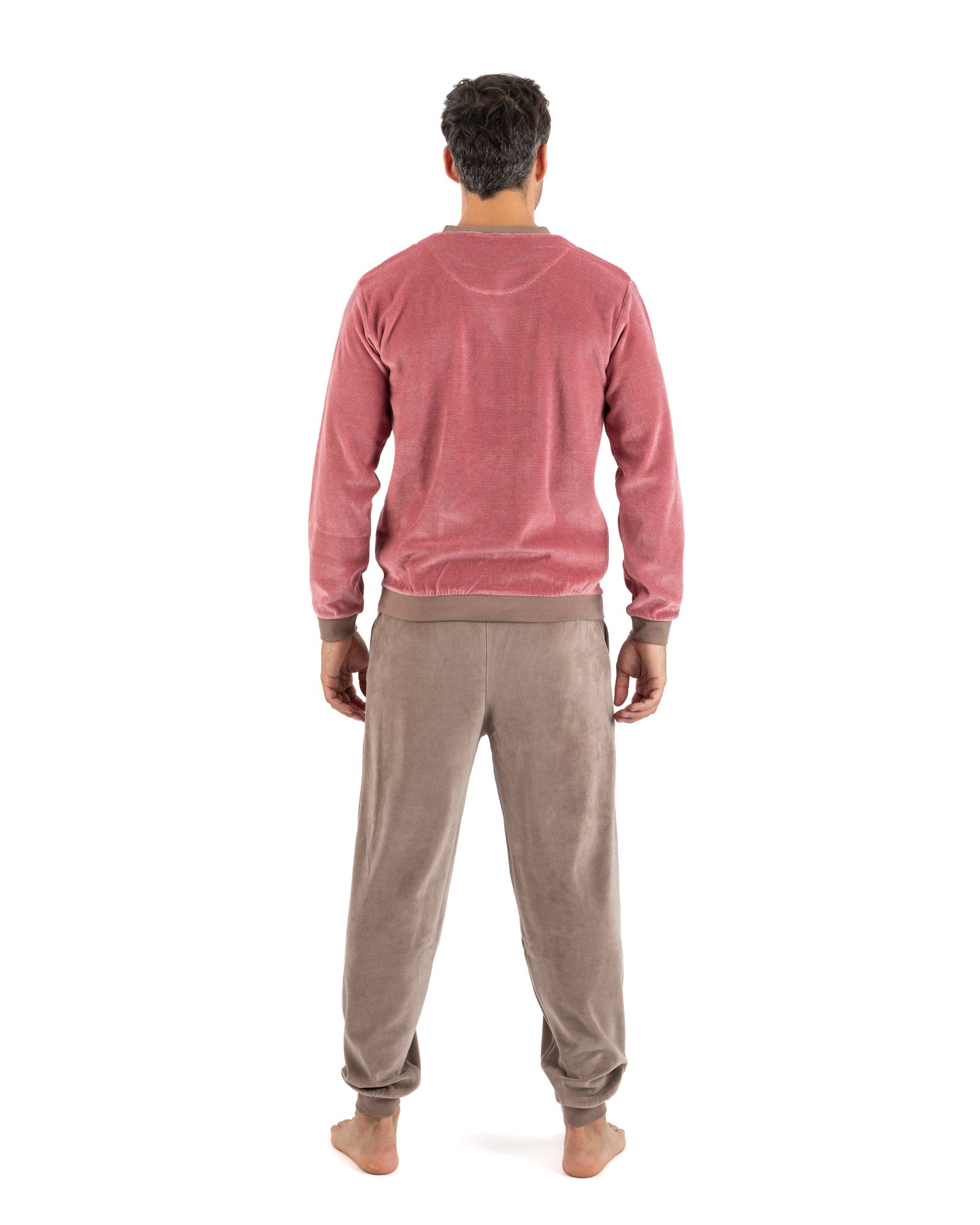 Binnenpak in Marine en Blauw Gestreept Fluweel JoggingPak