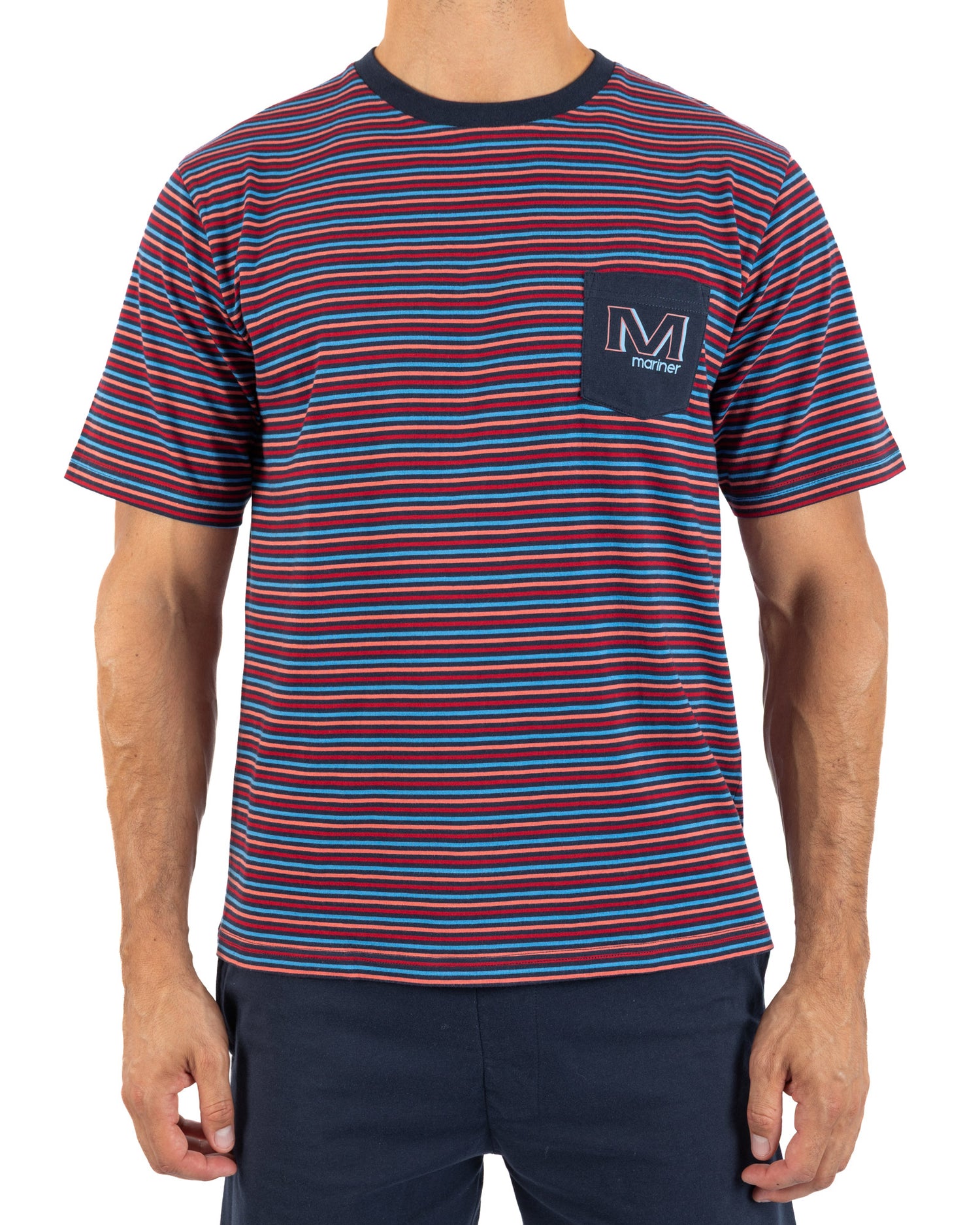 Pyjamashort voor heren in katoenjersey met ronde hals Navy I528