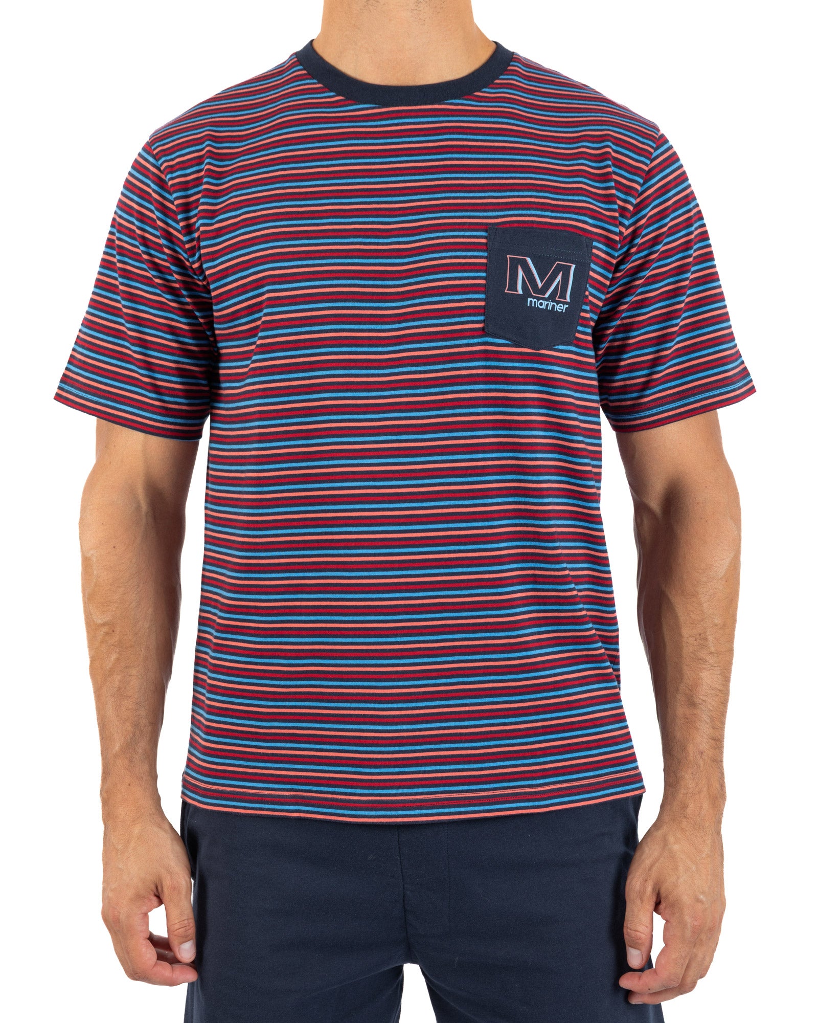 Pyjamashort voor heren in katoenjersey met ronde hals Navy I528