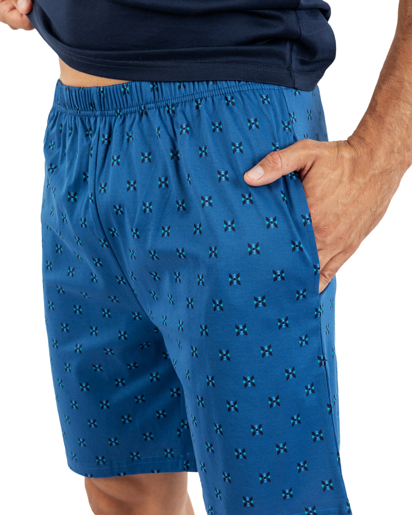 Heren gemerceriseerd katoen Jersey Button-down kraag marine I524