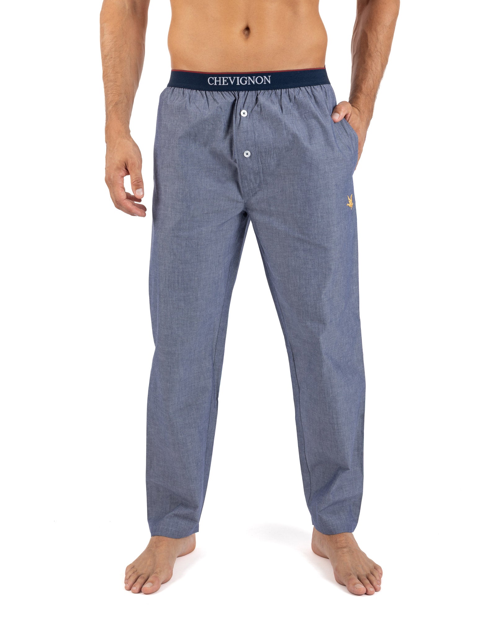 Pantalon collab MARINER X CHEVIGNON en Chambray de pur coton marine J811