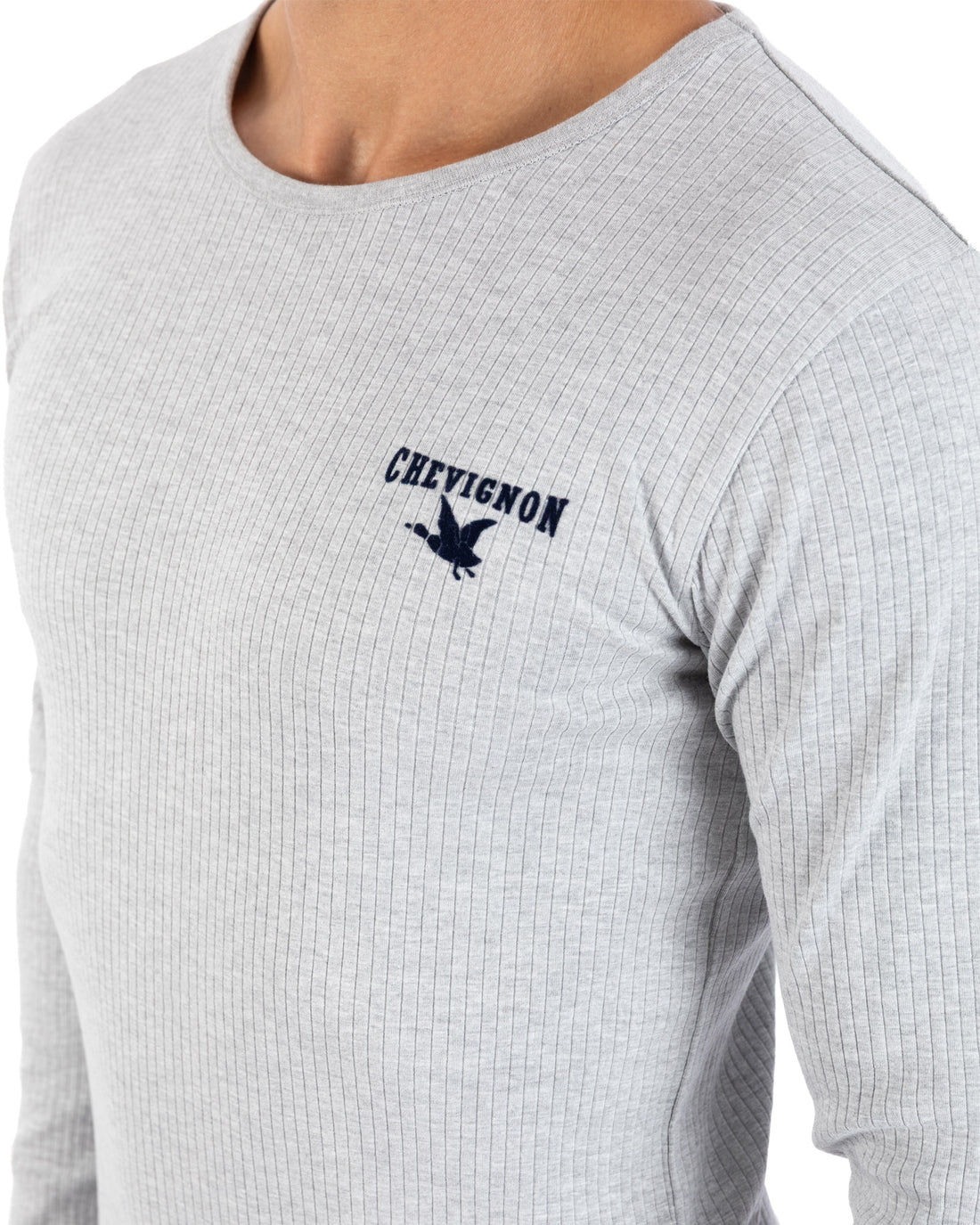 T-shirt manches longues collab MARINER X CHEVIGNON en coton mélangé gris chiné J816