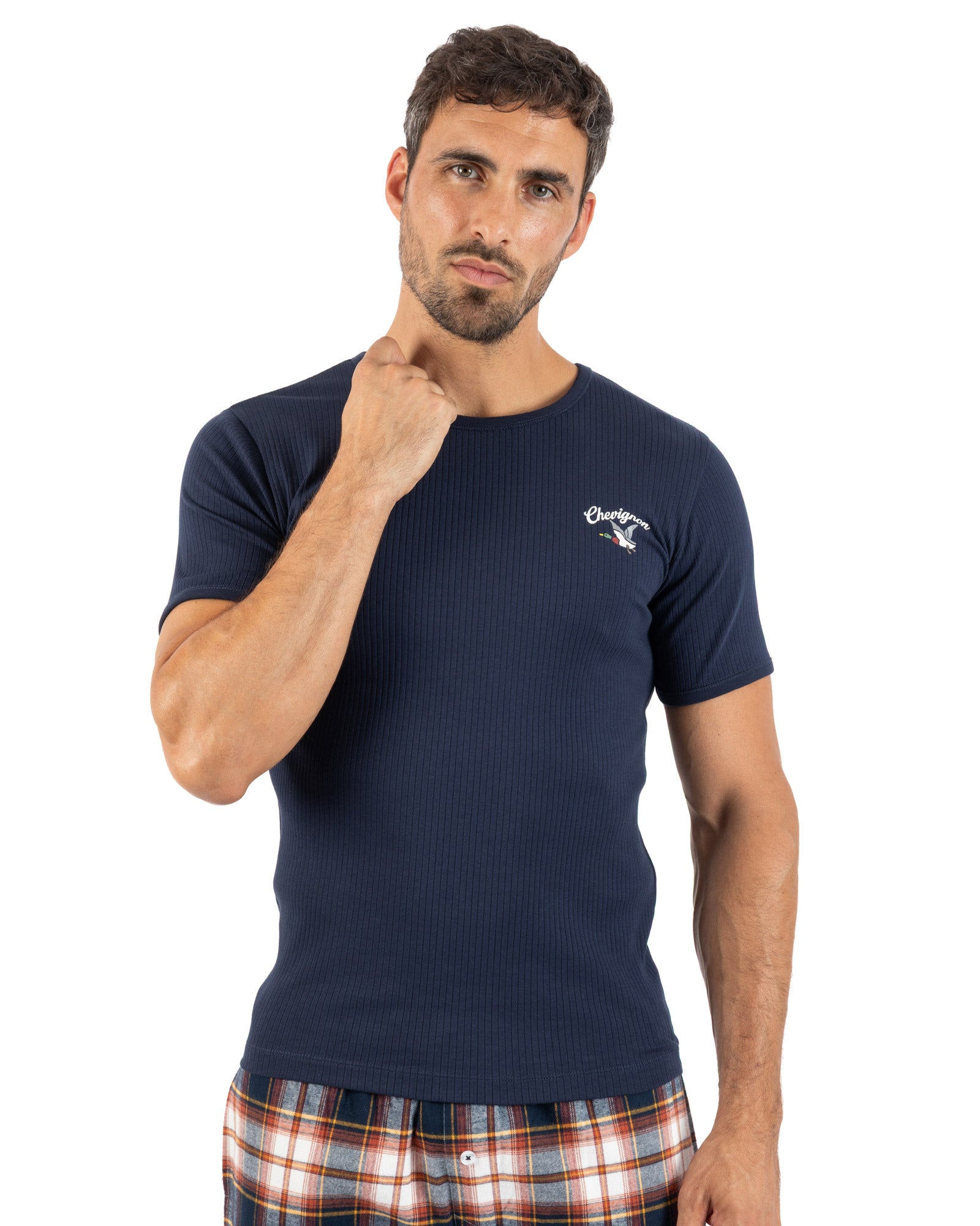 T-shirt manches courtes collab MARINER X CHEVIGNON en coton mélangé marine J817