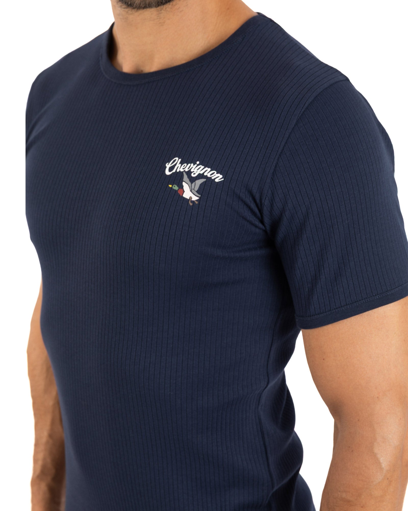 T-shirt manches courtes collab MARINER X CHEVIGNON en coton mélangé marine J817