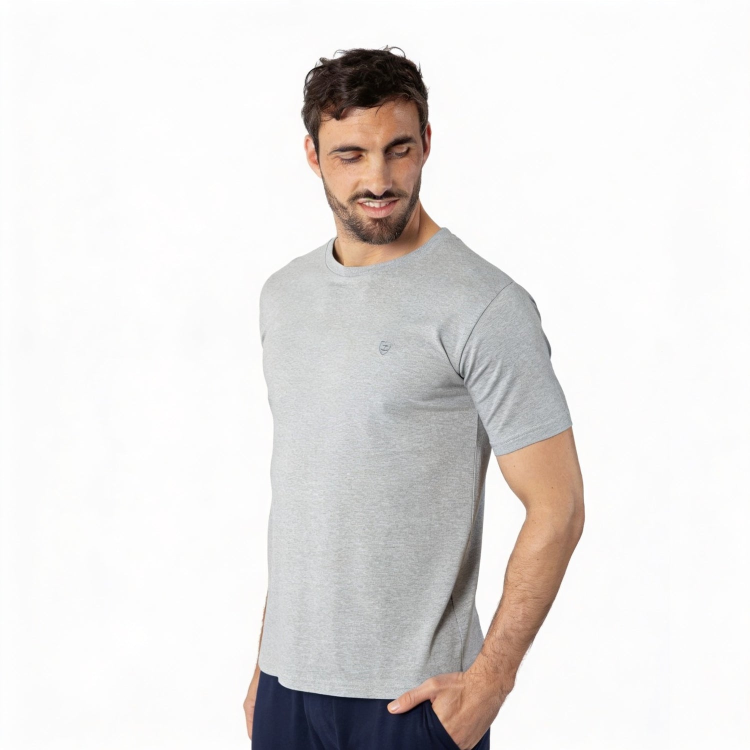 Marineblauw puur gekamd katoen Jersey T-shirt 6083