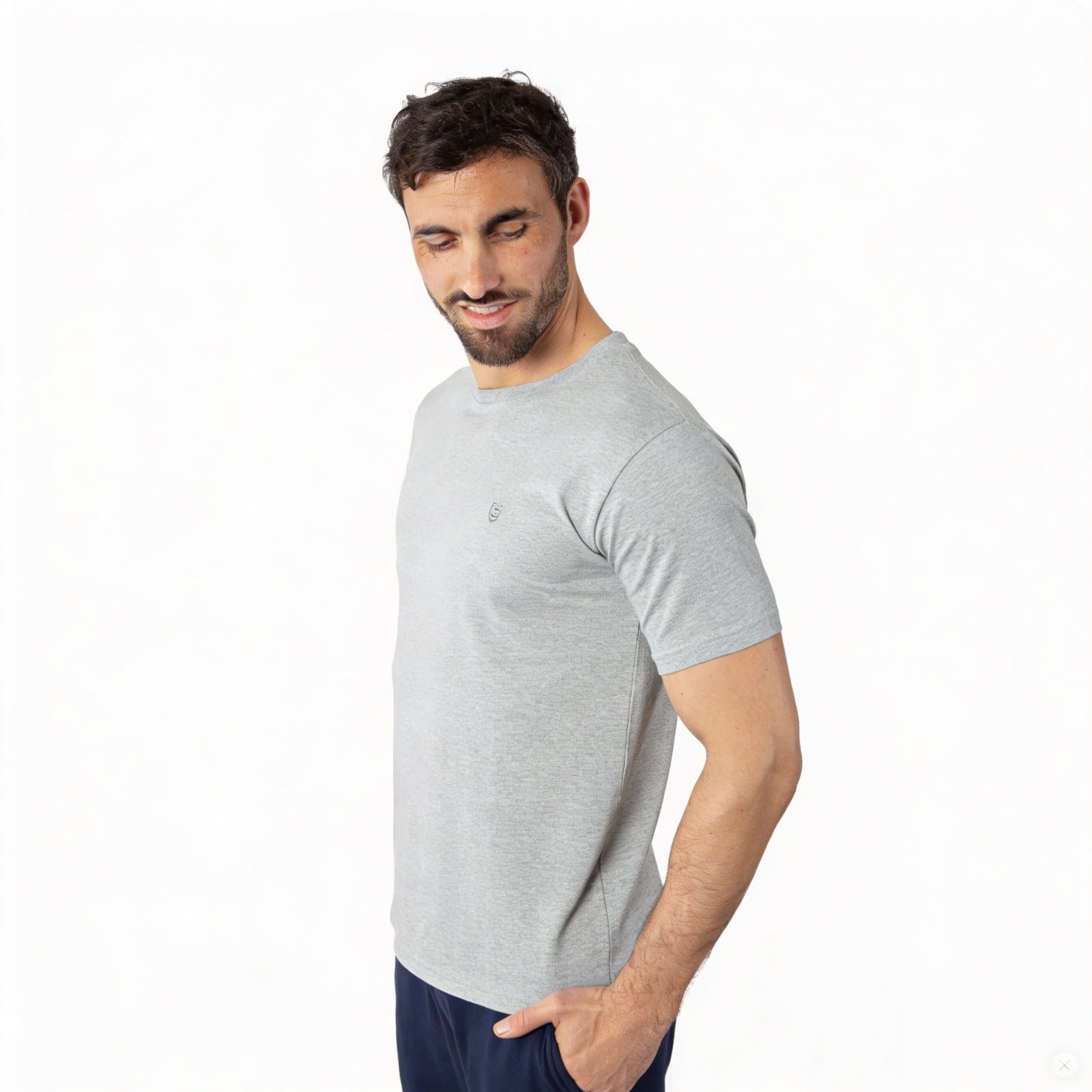 Marineblauw puur gekamd katoen Jersey T-shirt 6083