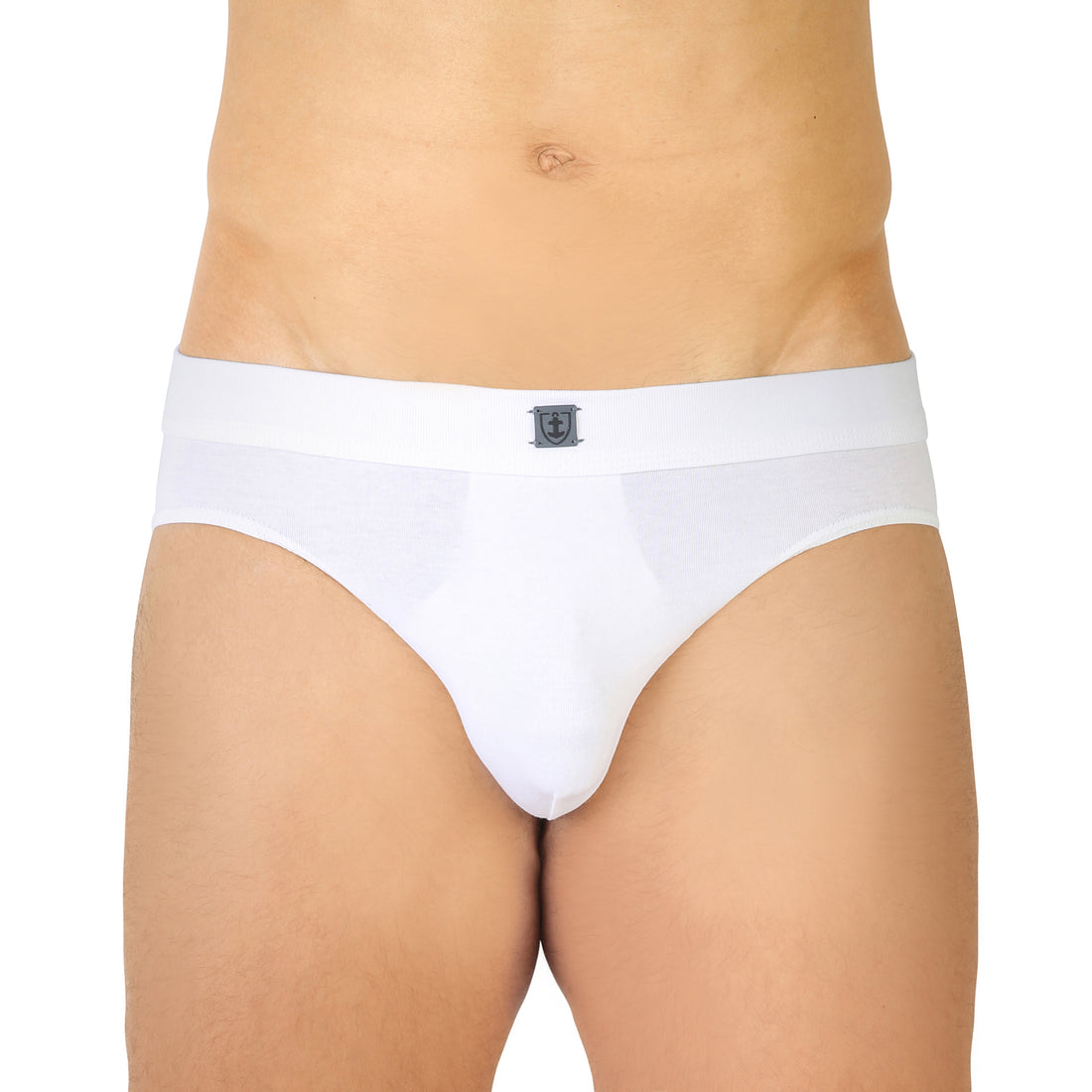Slip taille basse en Coton Stretch ceinture tricotée BLANC