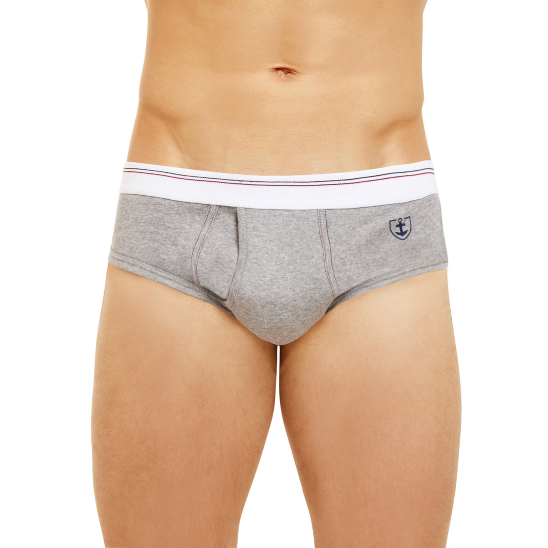 Slip taille basse ouvert en cote fine ceinture rayée - Alfred GRIS CHINE