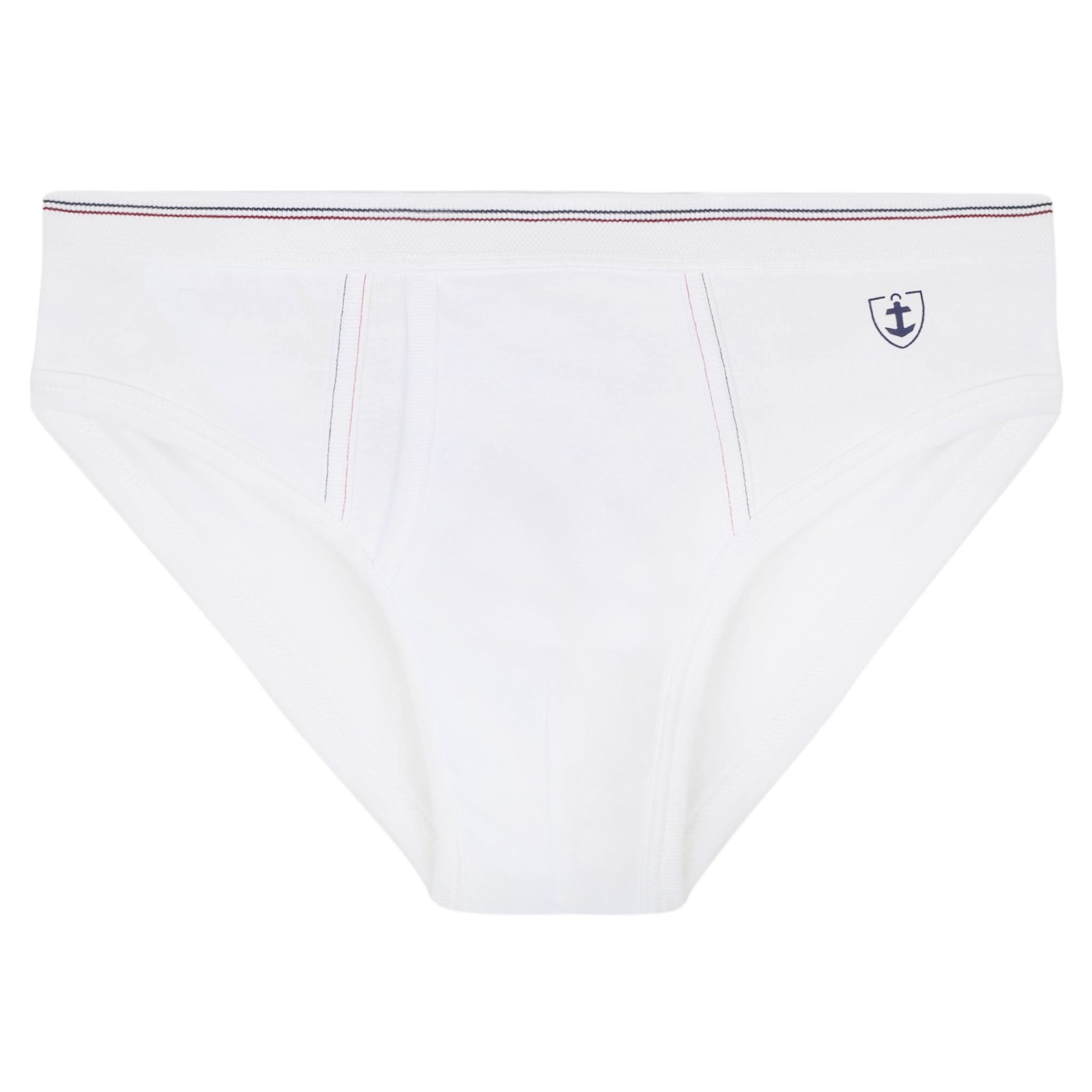 Low-waisted open briefs in fine ribbed striped belt - Alfred BLANC