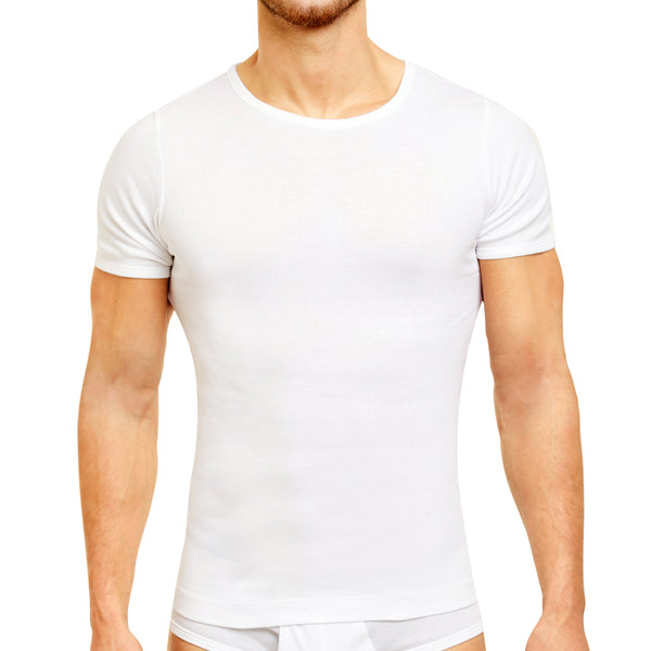 T-Shirt Ronde Kraag in Fijn Katoen PAUL Wit