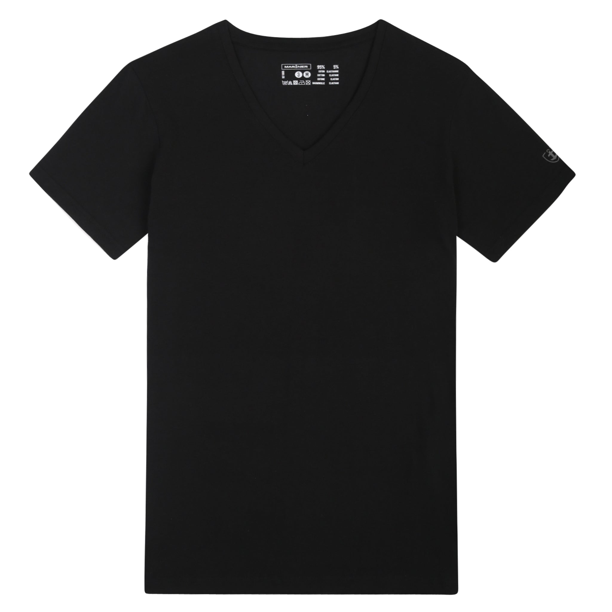 BLACK Stretch Cotton V-neck T-shirt