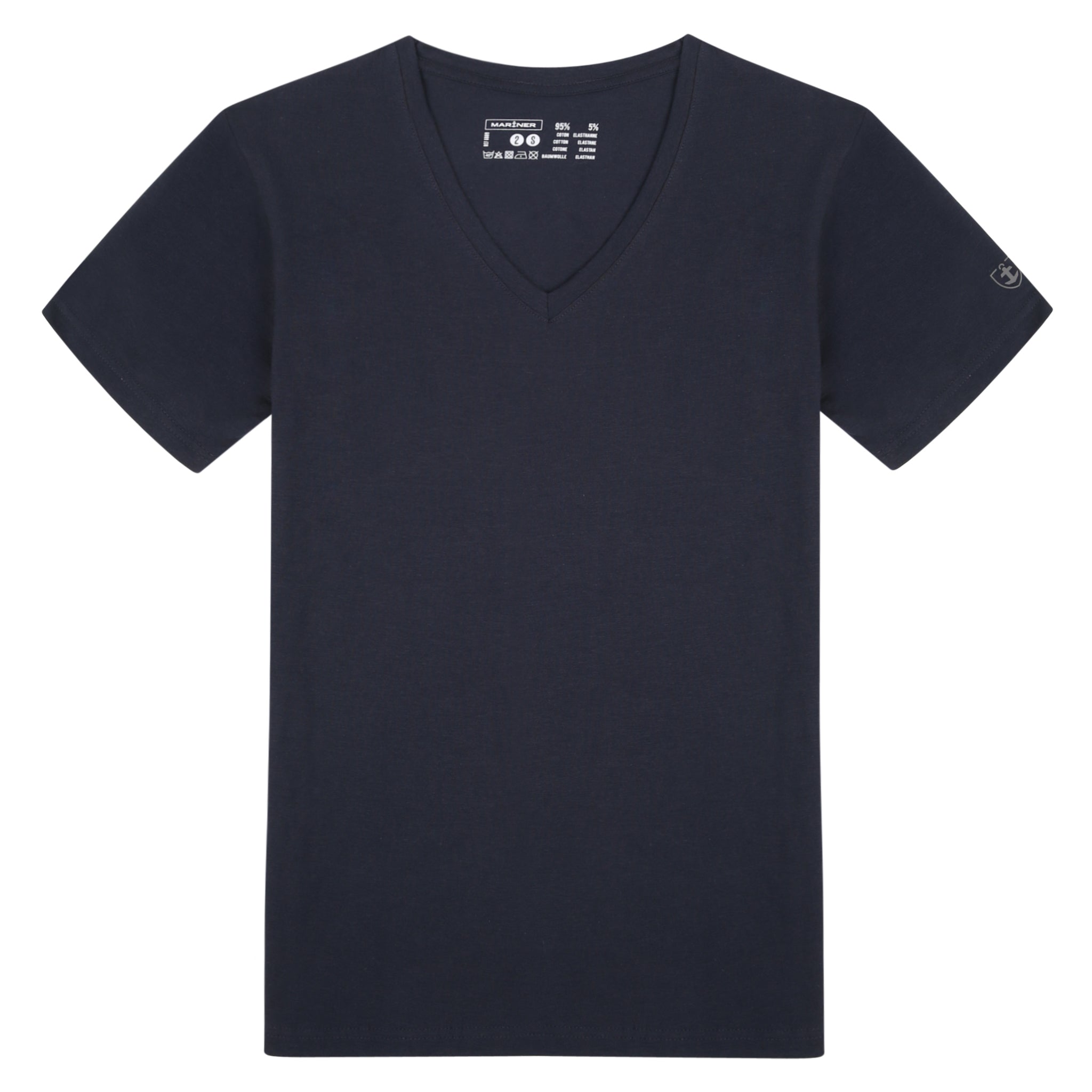 Navy Stretch Cotton V-neck T-shirt