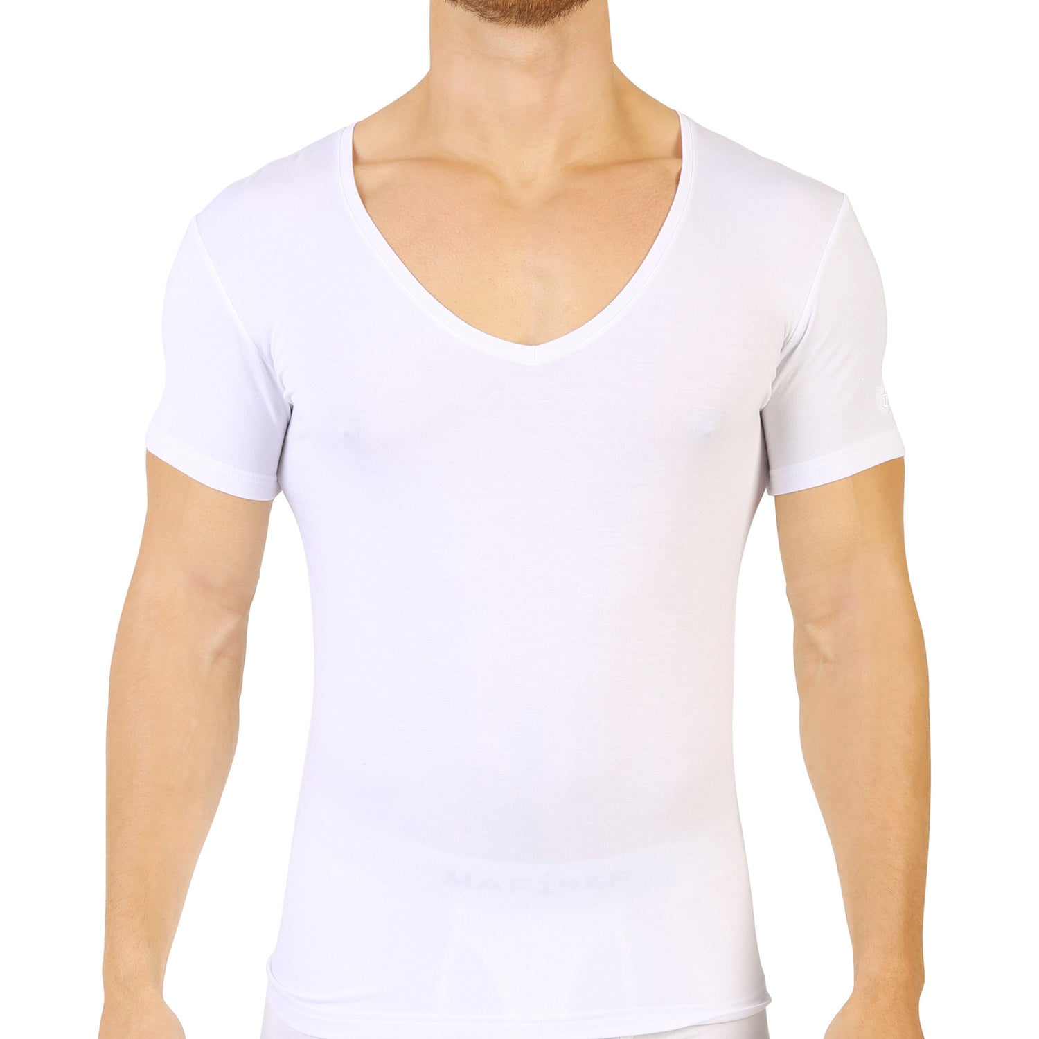 T-shirt Blanc Col V en Micromodal Stretch Confortable et