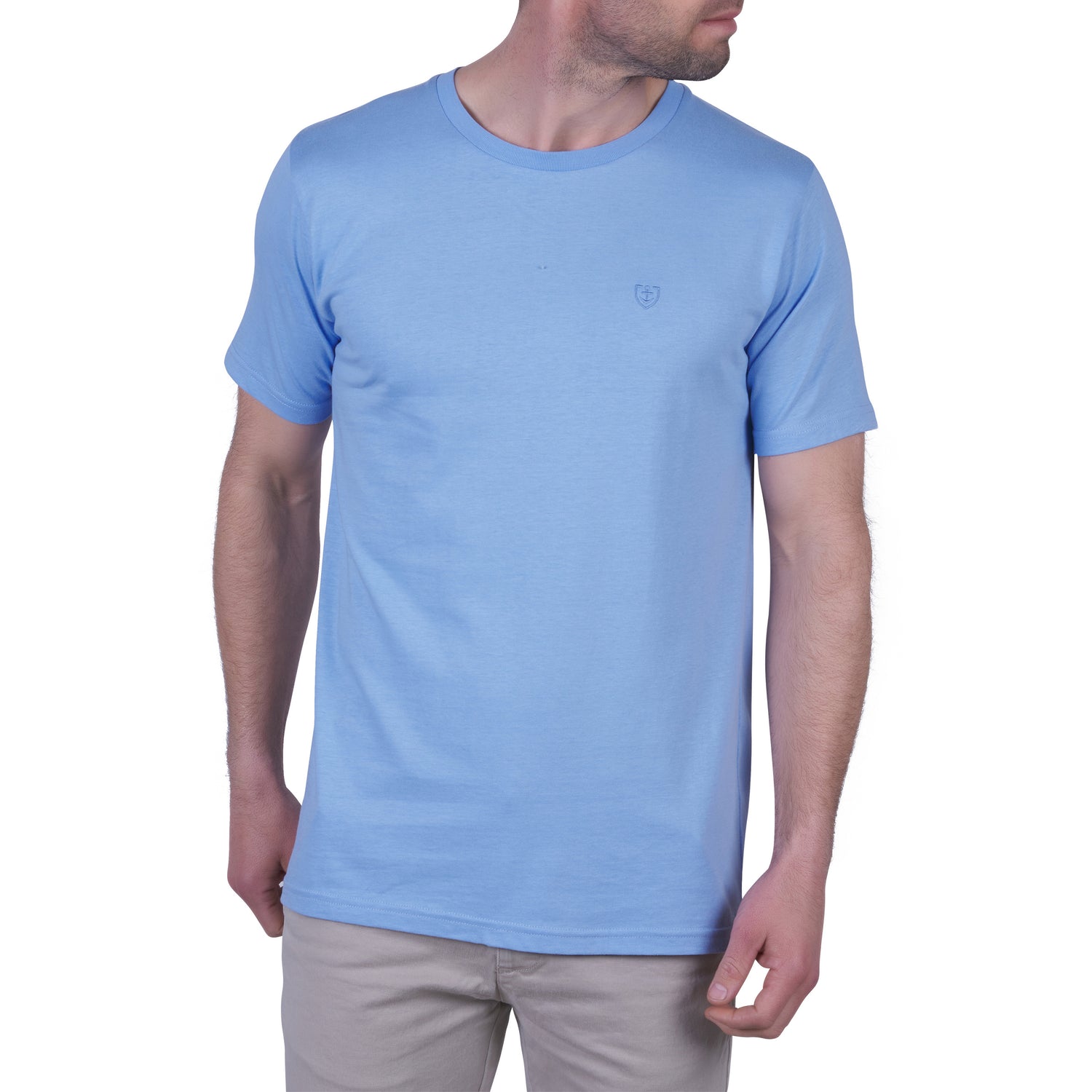 T-shirt en Jersey de Pur Coton Peigné BLEU CIEL
