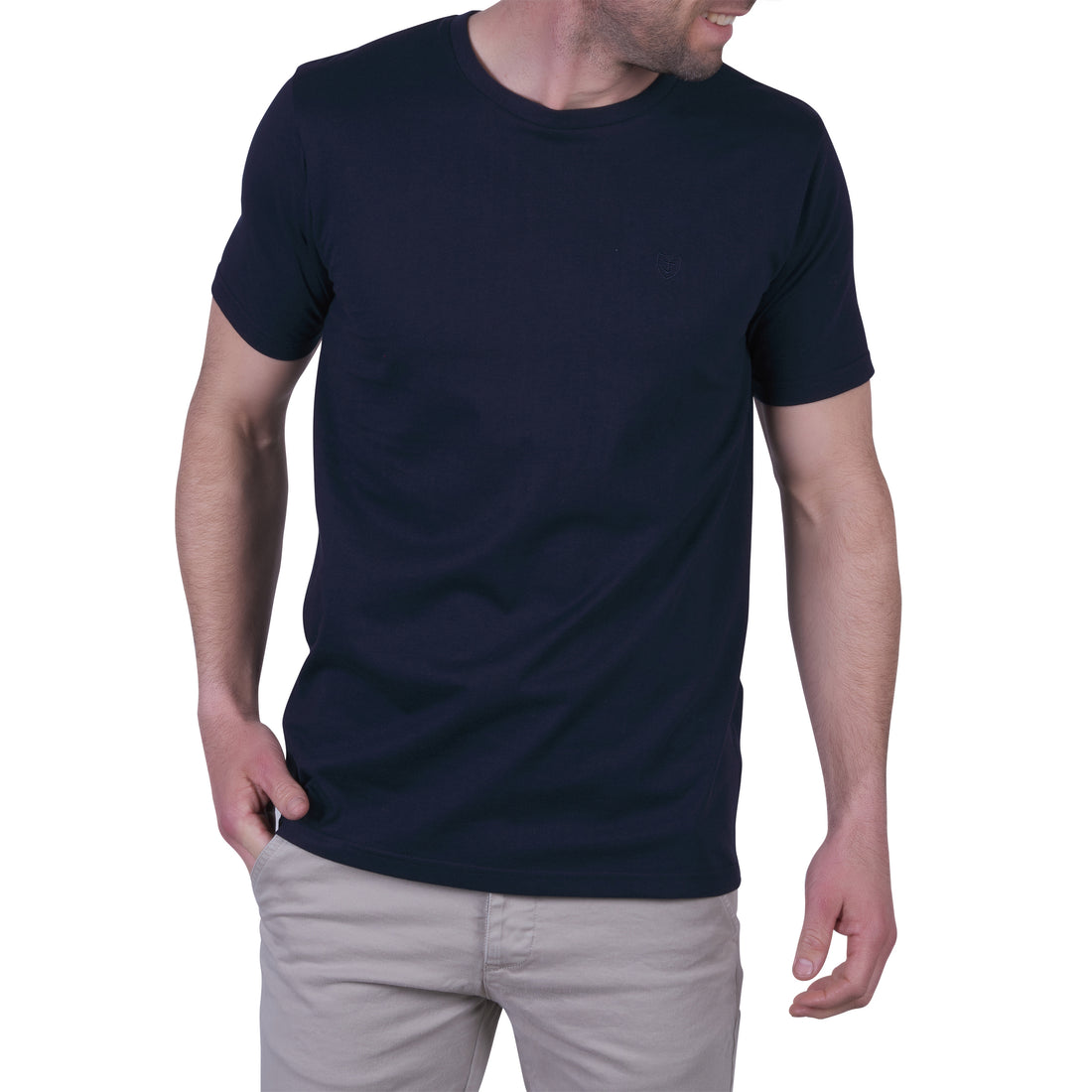 T-shirt en Jersey de Pur Coton Peigné BLEU MARINE