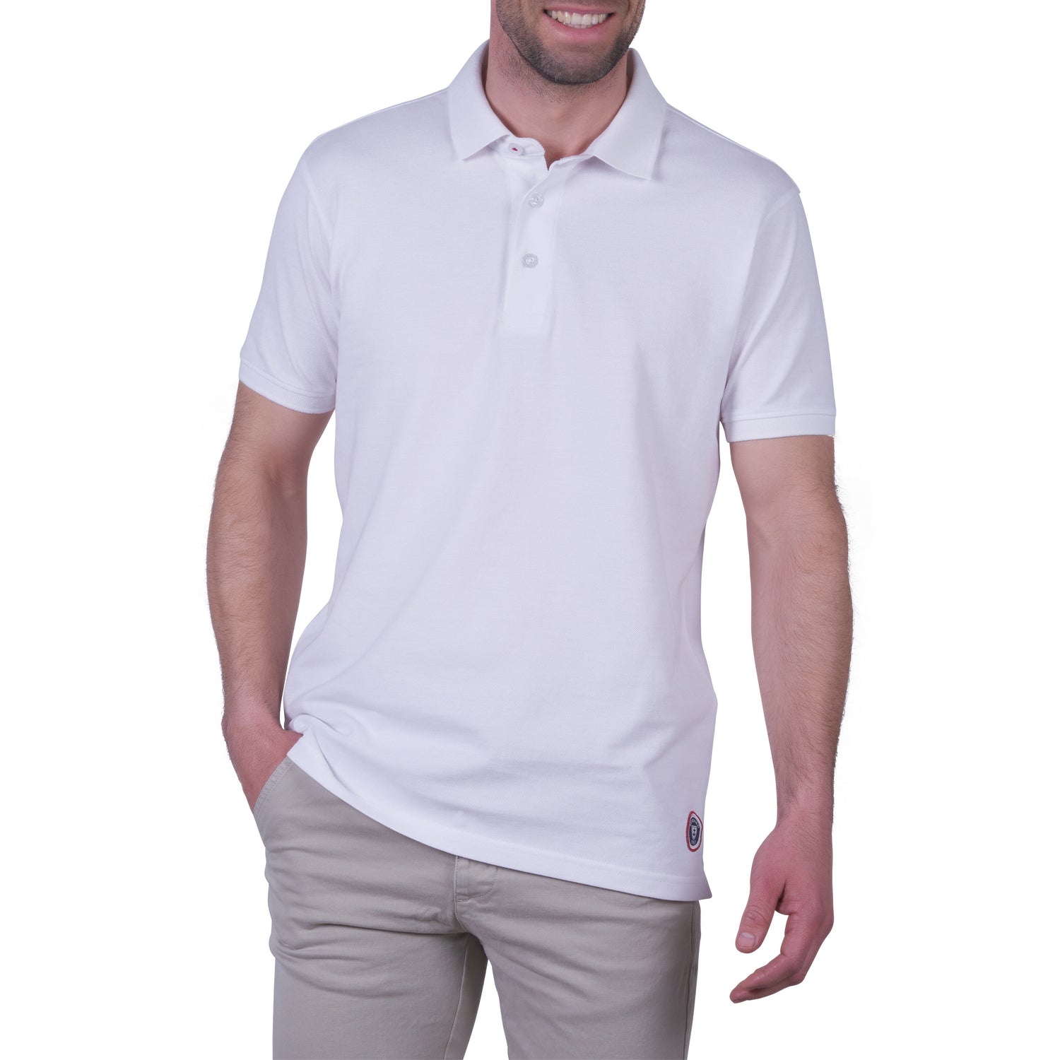 Pure Cotton Double-Thread Piqué Polo Shirt WHITE