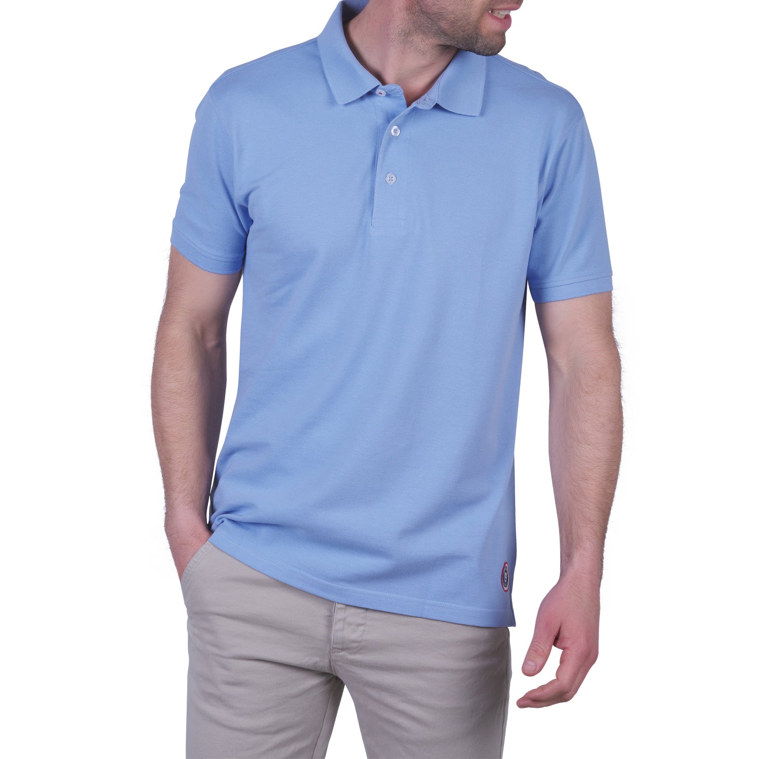 Double-thread Pure Cotton Pique Polo Shirt SKY BLUE