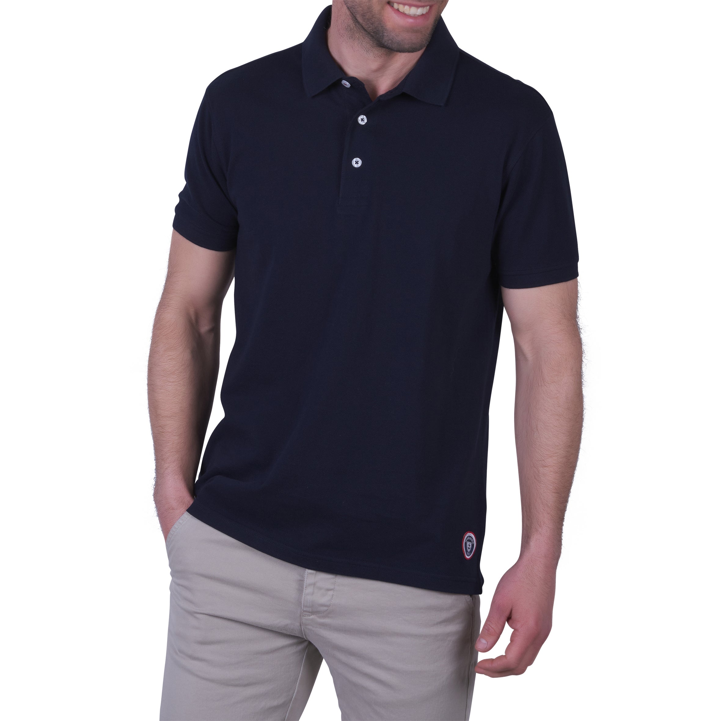Double-thread Pure Cotton Piqué Polo Shirt NAVY BLUE