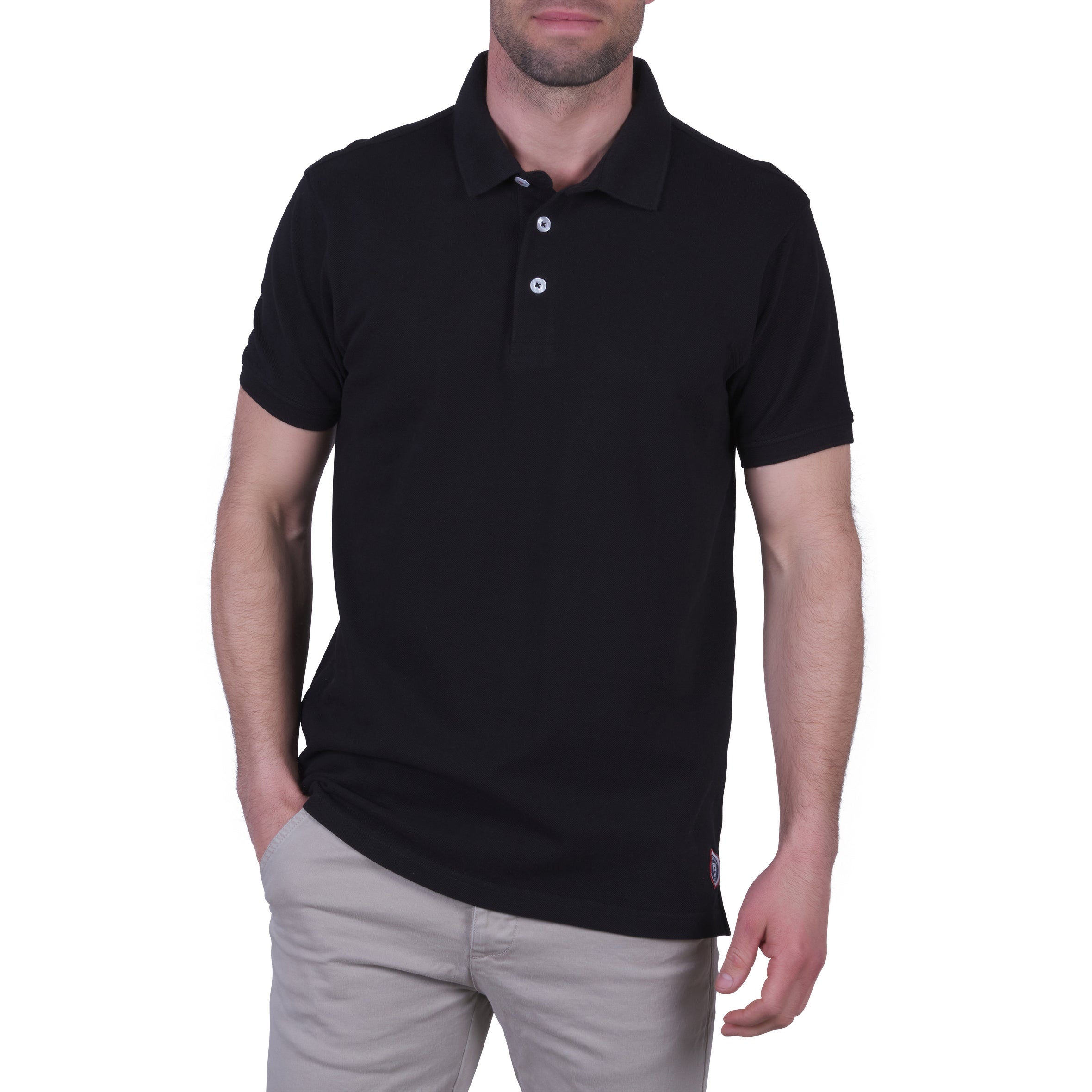 Double-thread Pure Cotton Piqué Polo Shirt BLACK