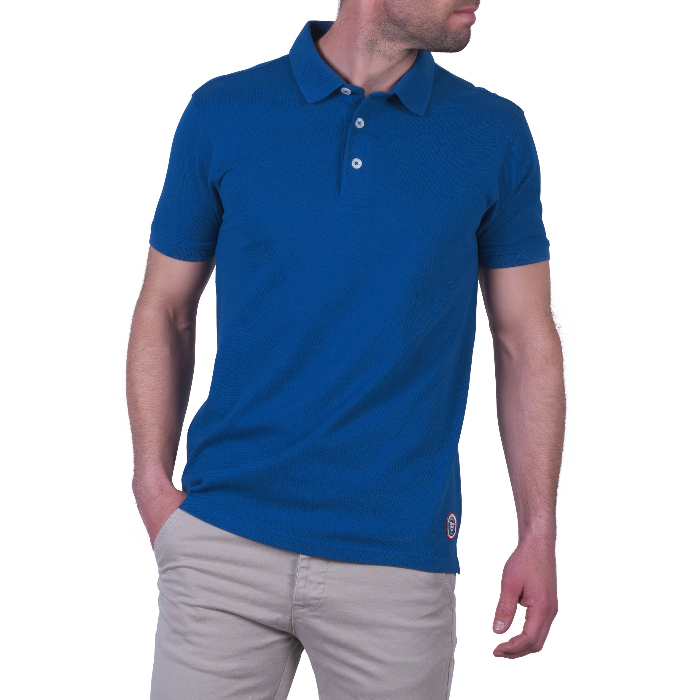 Double-thread Pure Cotton Pique Polo Shirt OCEAN BLUE