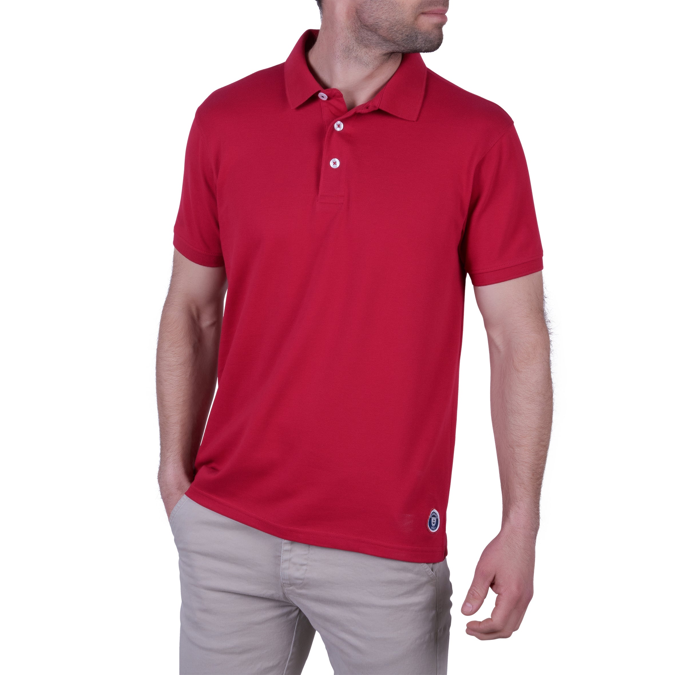 Double-thread Pure Cotton Piqué Polo Shirt RED