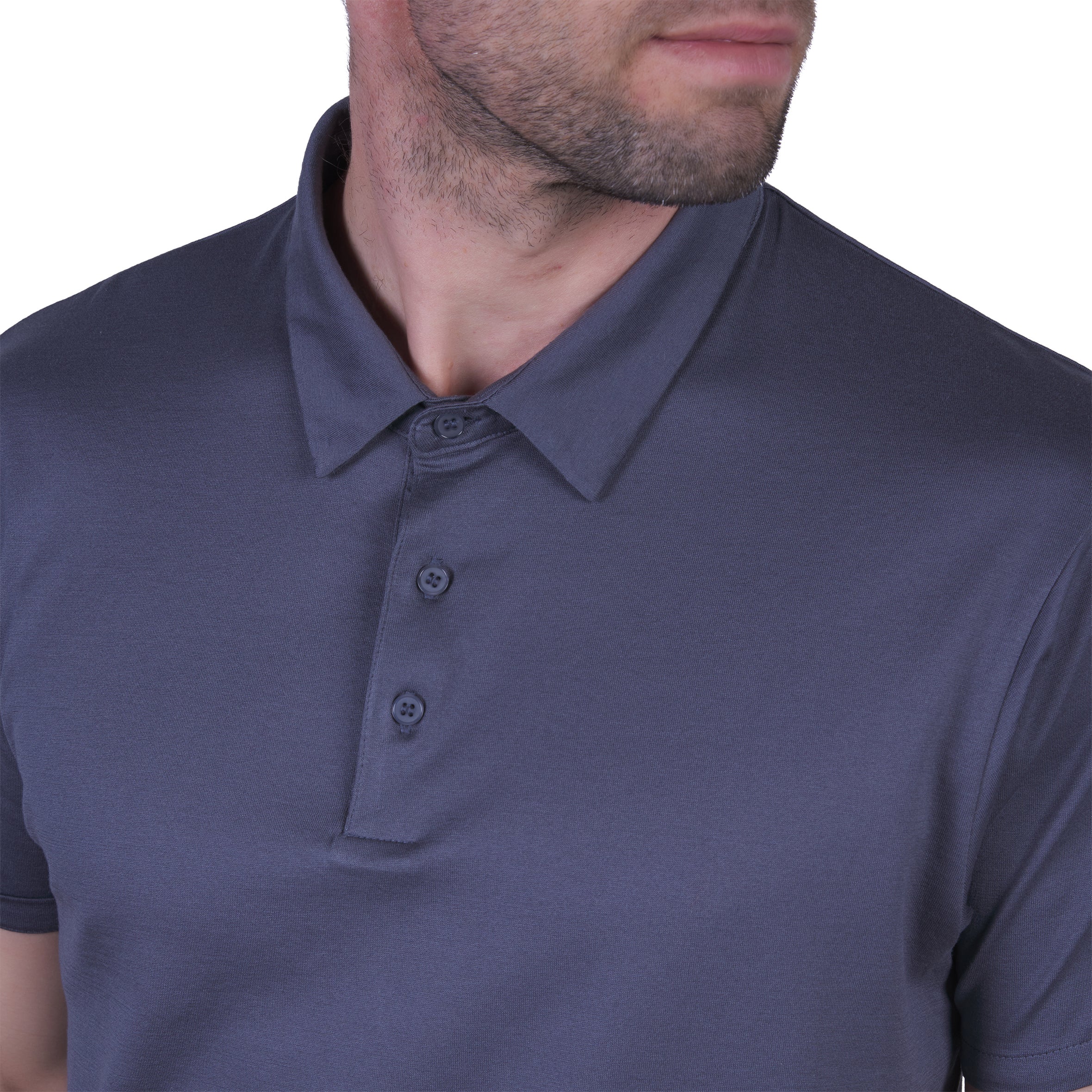 Pure Cotton Mercerized Jersey Polo Shirt ANTHRACITE GRAY yarn
