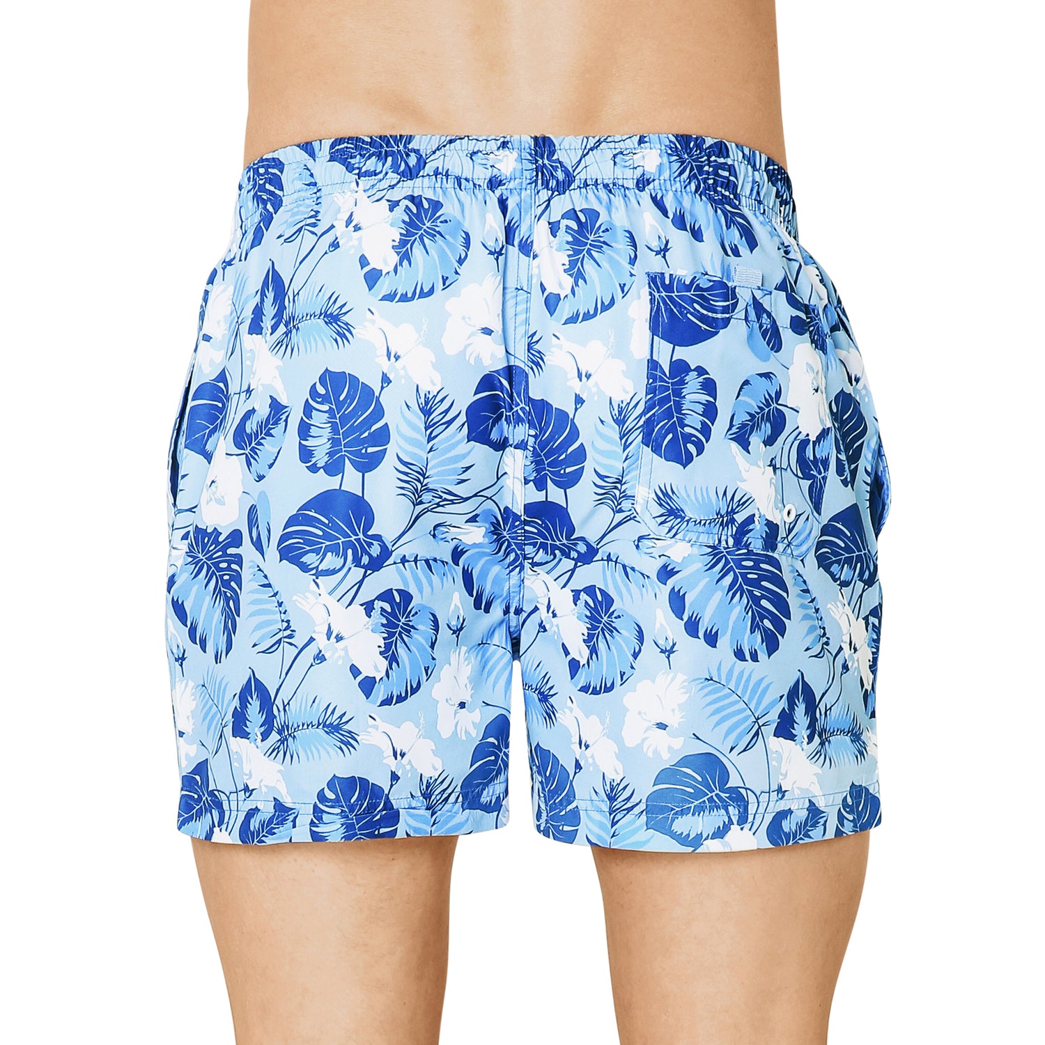 Printed swim shorts with mesh lining, TURQUOISE color. With travel pouch!
