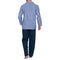 Pyjama long ouvert en popeline pur Coton Marine et Bleu