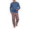 Pyjama en Flanelle Carreaux et Jersey Pur Coton Bleu Chiné et Rouge