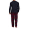 Pyjama en Flanelle Carreaux et Jersey Pur Coton Marine et Rouge