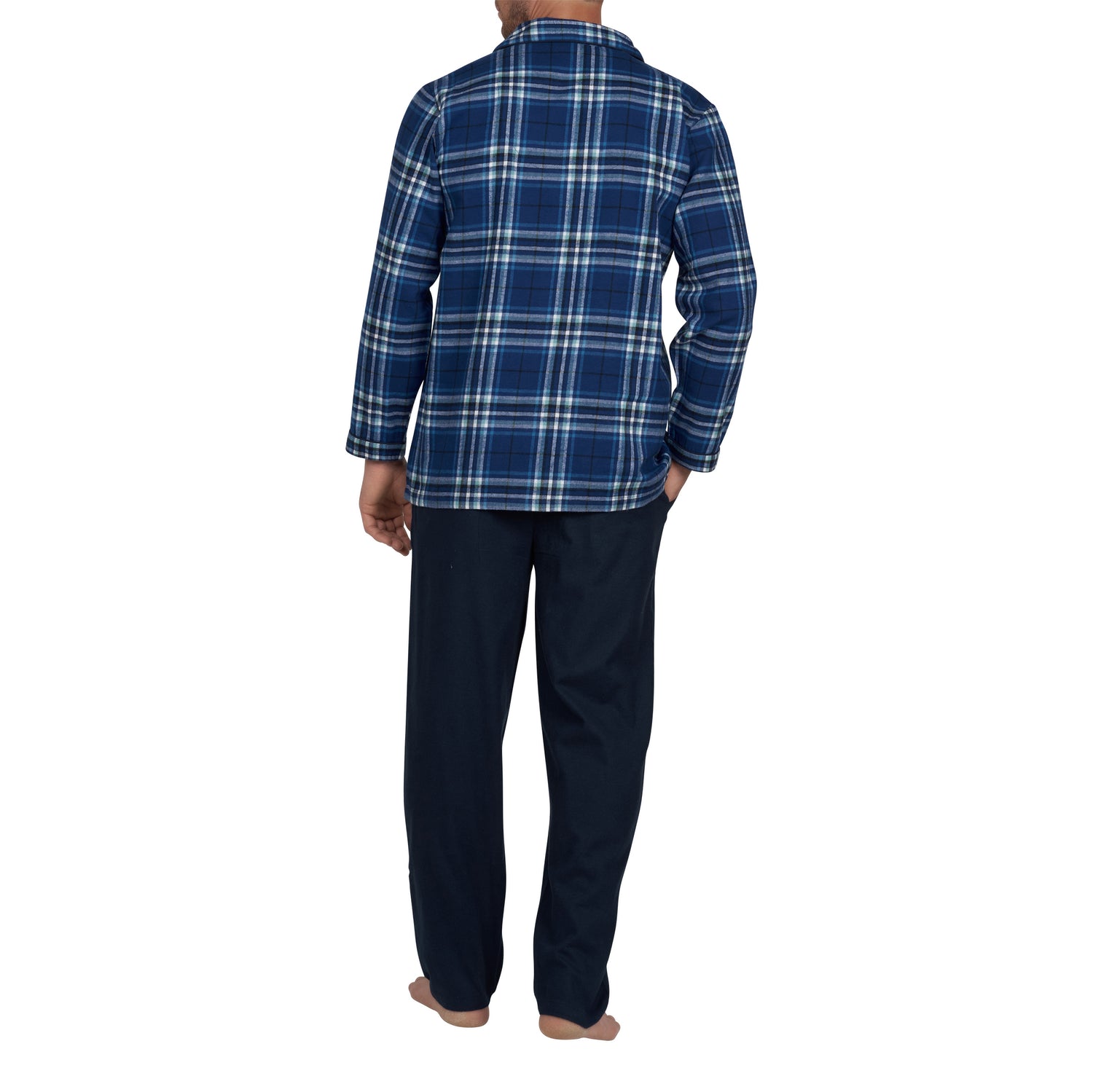 Pyjama Long Ouvert à Carreaux en Flanelle de Pur Coton Peigné