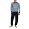 Pyjama forme Jogging en Jersey de Coton Mercerisé Imprimé Bleu Grisé et Marine