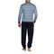 Pyjama forme Jogging en Jersey de Coton Mercerisé Imprimé Bleu Grisé et Marine