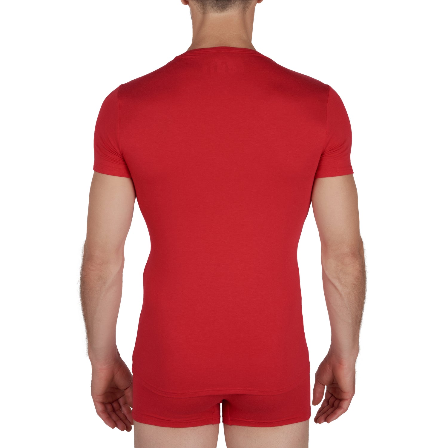 T-shirt col V Fibre de Bambou Stretch Rouge