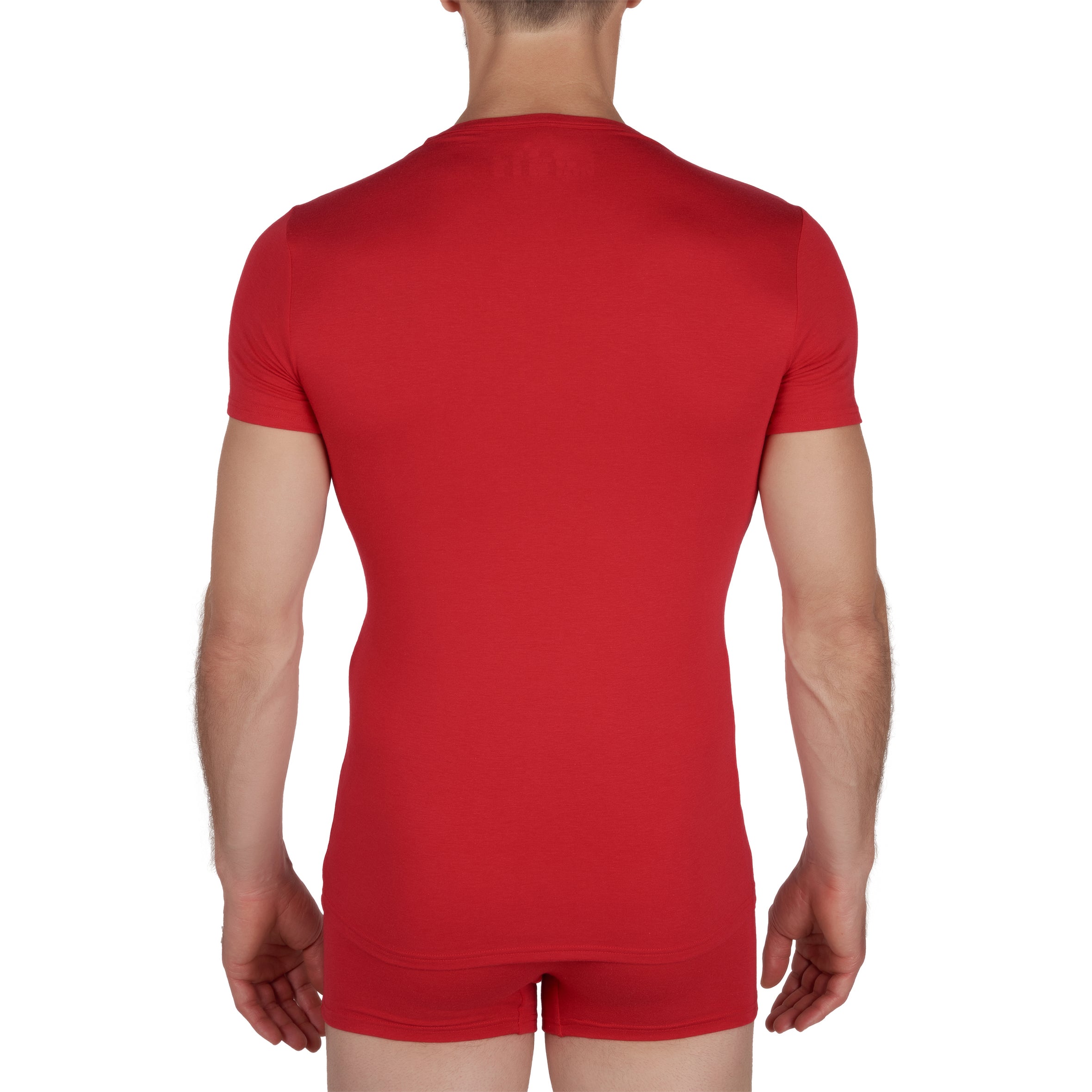 T-shirt col V Fibre de Bambou Stretch Rouge