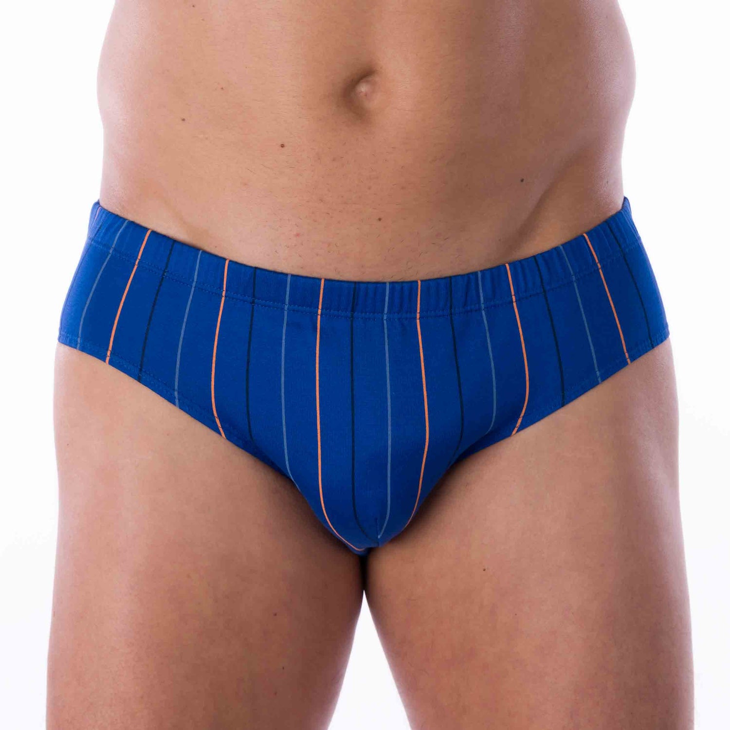 Pack of 2 Low-Rise Briefs in BLUE and NAVY Printed Mercerized Cotton Jersey