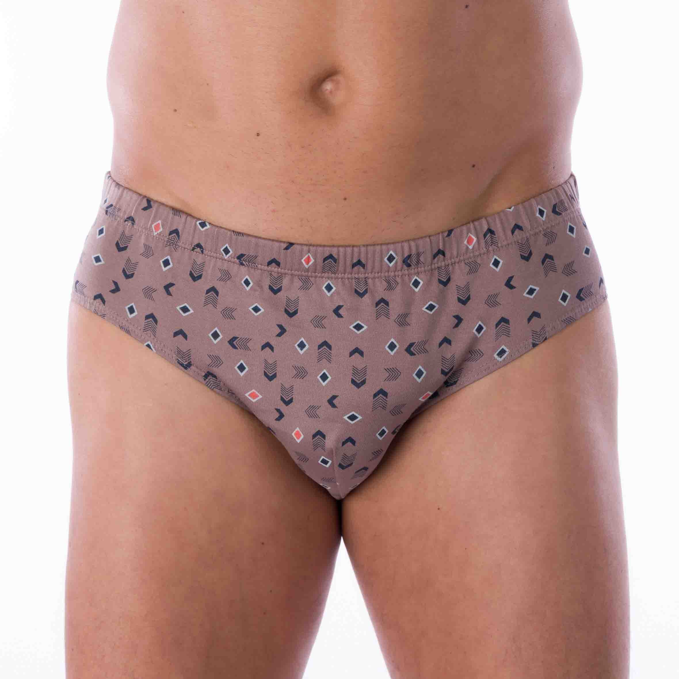 Pack of 2 Low-Rise Briefs in Petrol BLUE and MOKA Printed Mercerized Cotton Jersey