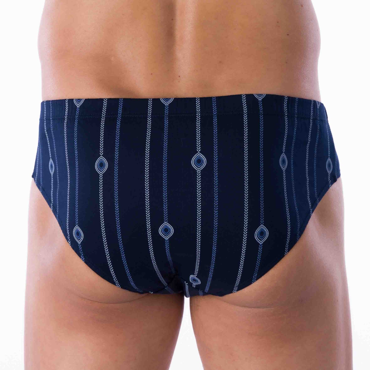 Pack of 2 Low-Rise Briefs in Petrol BLUE and NAVY Printed Mercerized Cotton Jersey