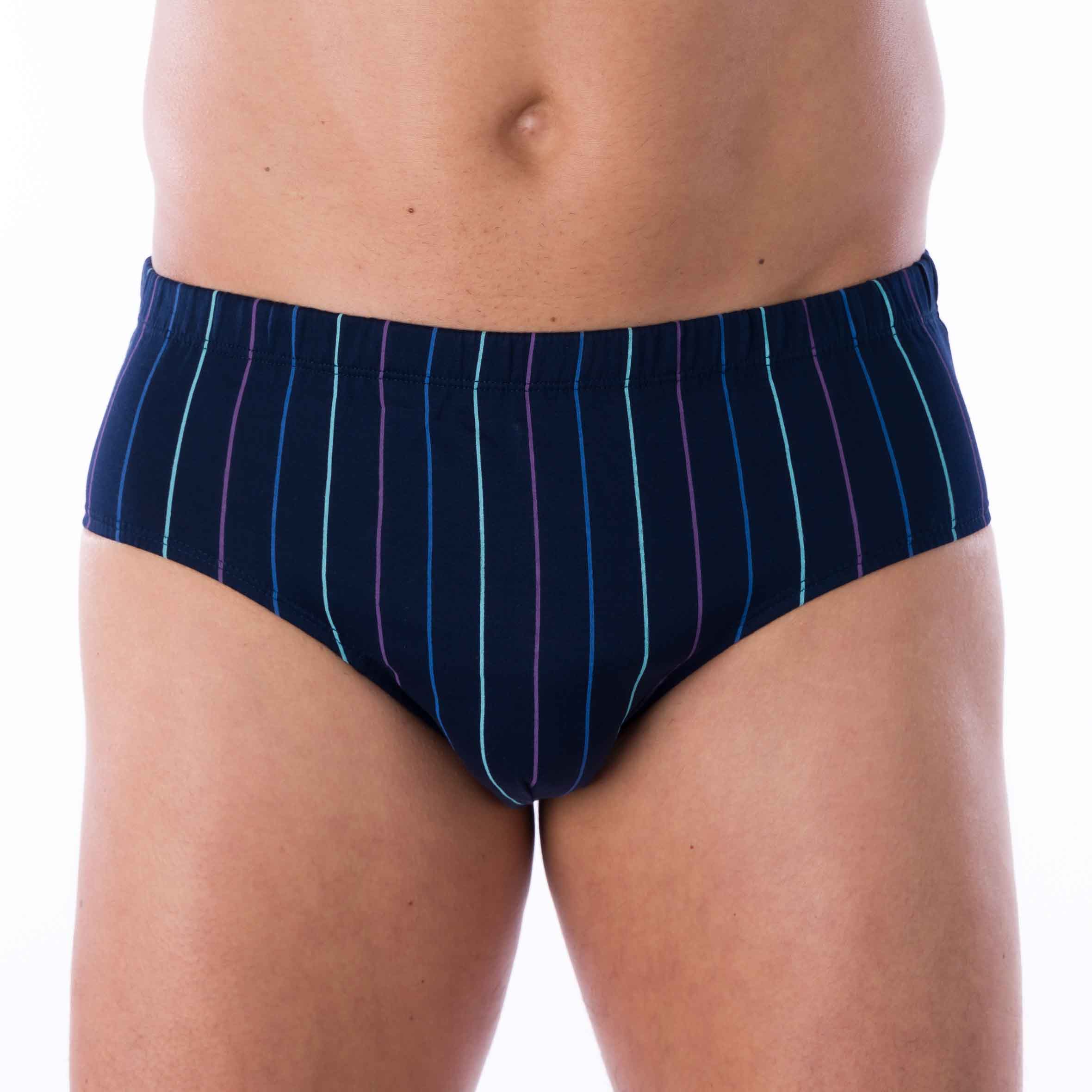 Pack of 2 HIGH Waist Briefs in NAVY and BLUE Printed Mercerized Cotton Jersey