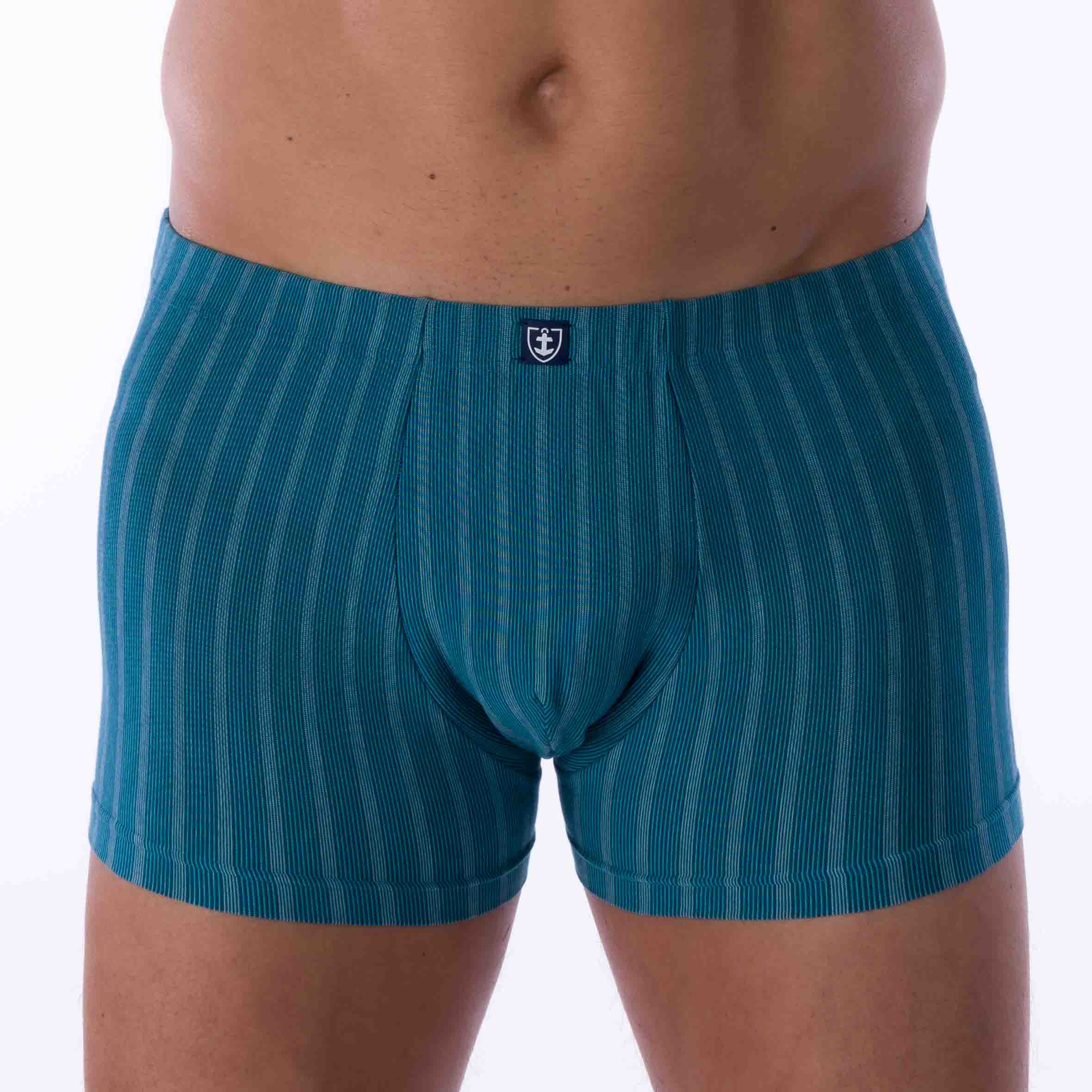 Belted Shorty in Petrol Blue Striped Lyocell