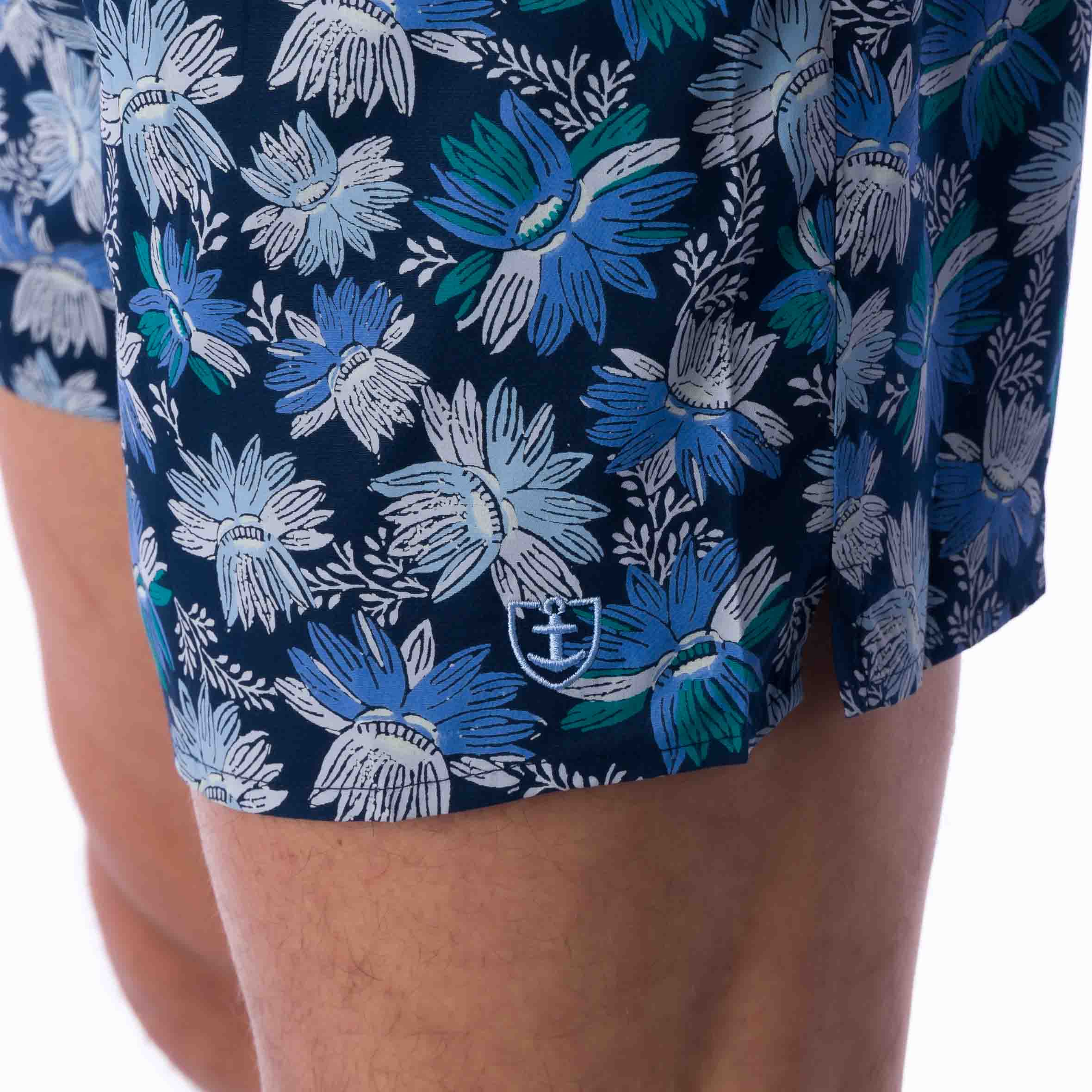 Pack of 2 Pure Cotton Poplin Boxer Shorts in Navy Blue and Lagoon