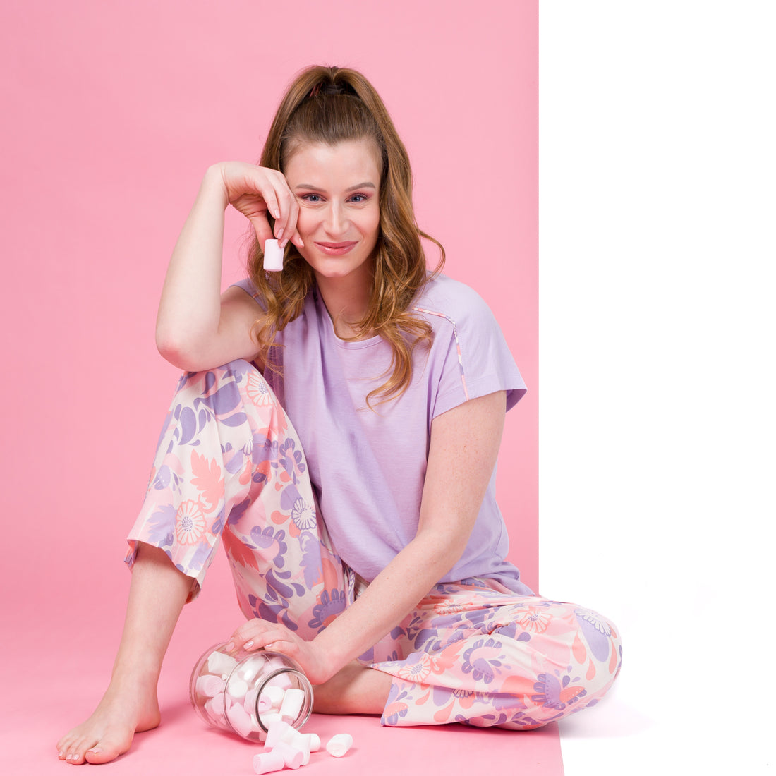 Pyjama Femme Col Rond en Jersey de Coton et Viscose PARME