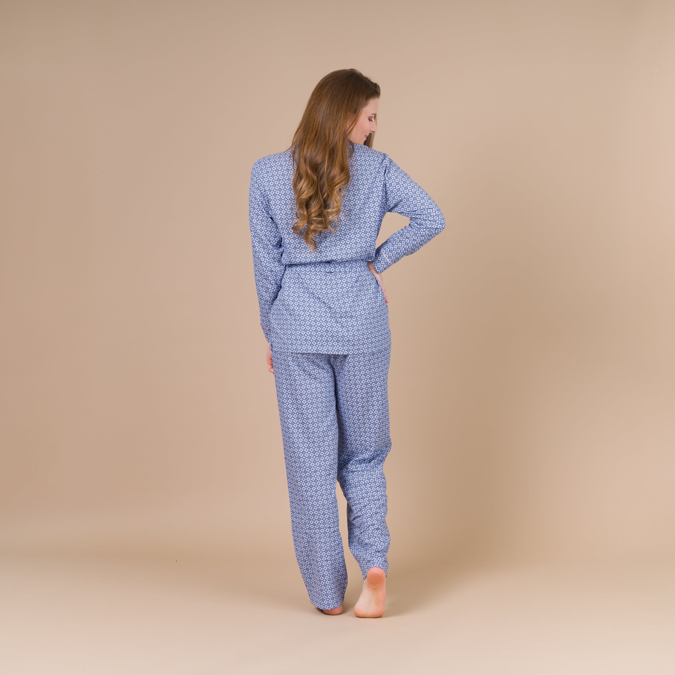 Pyjama Femme Boutonné en Viscose BLEU