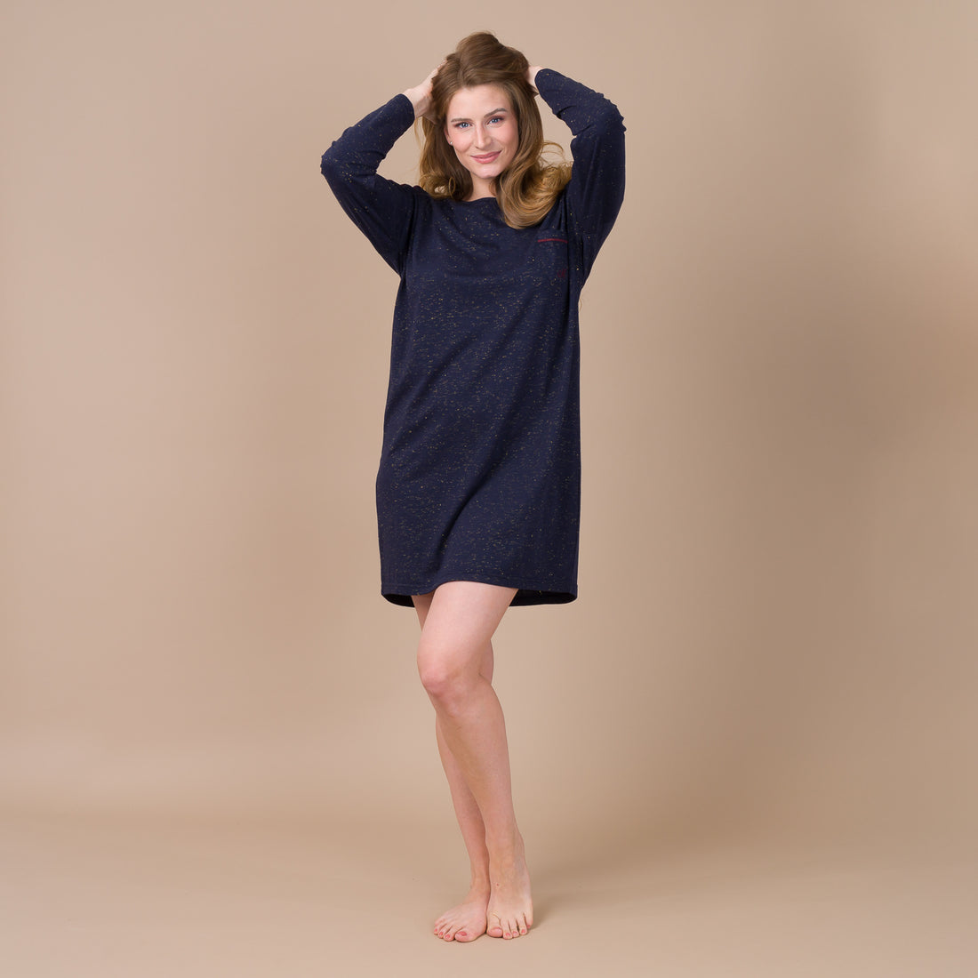 Liquette Femme Col Rond en Jersey avec Lurex MARINE BF804